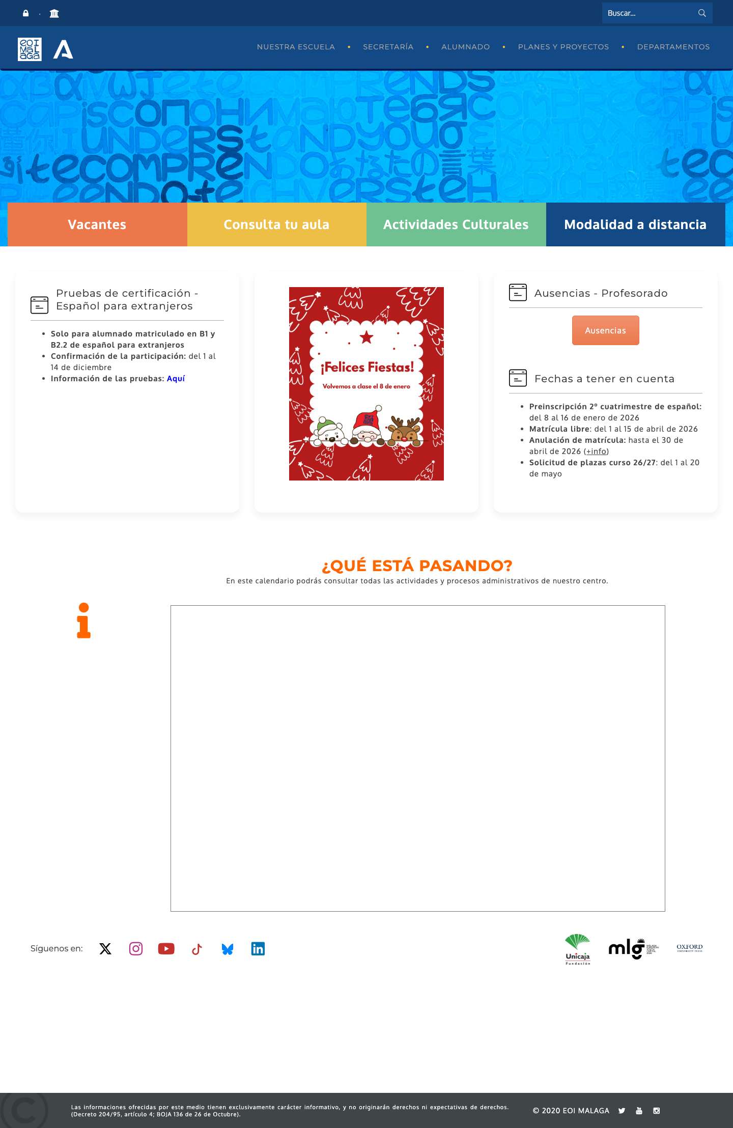 - Página Oficial de la EOI de Málaga ::Los idiomas ponen el mundo a tus pies:: - Full Screenshot