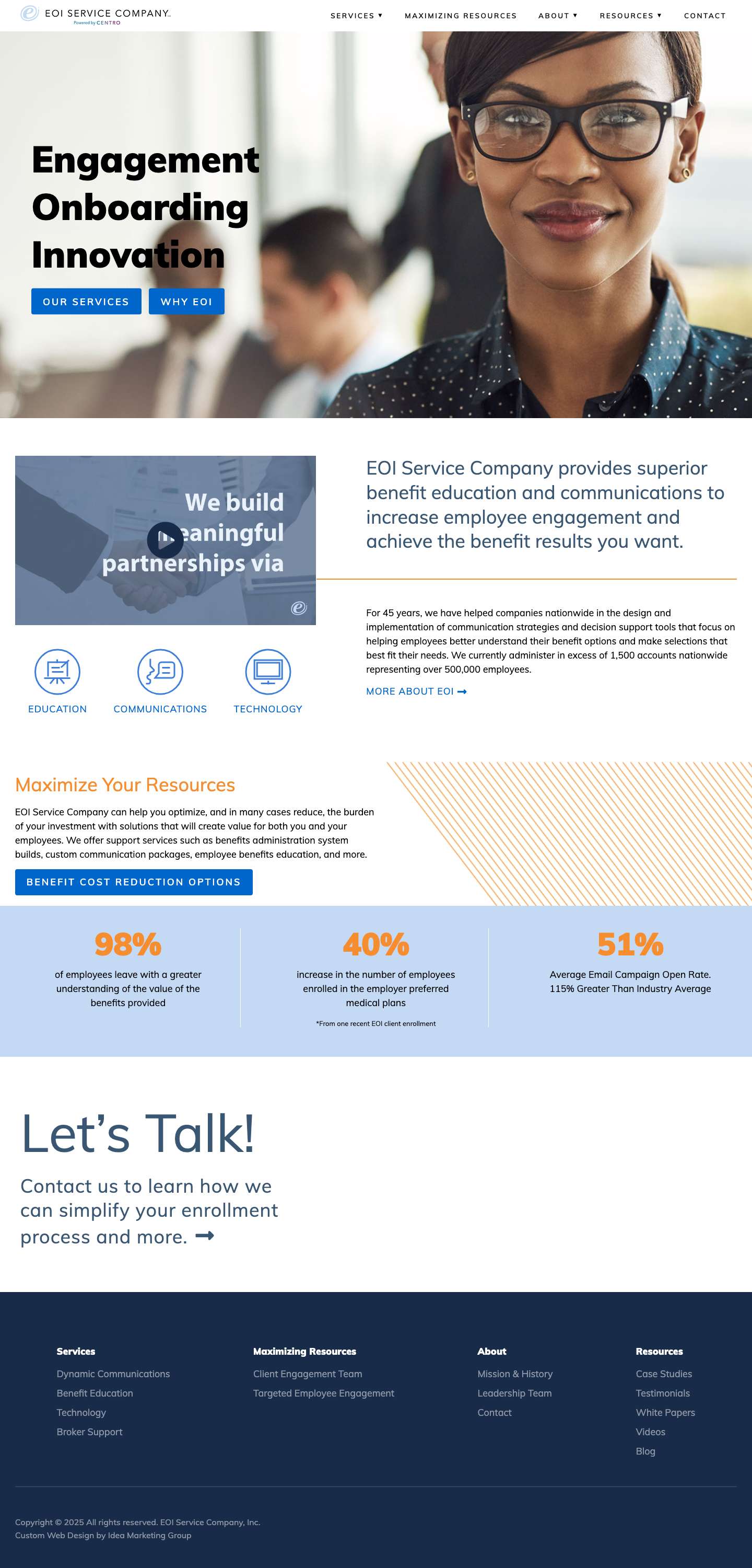 Insurance Benefit Education & Communication - EOI Service Company - Full Screenshot
