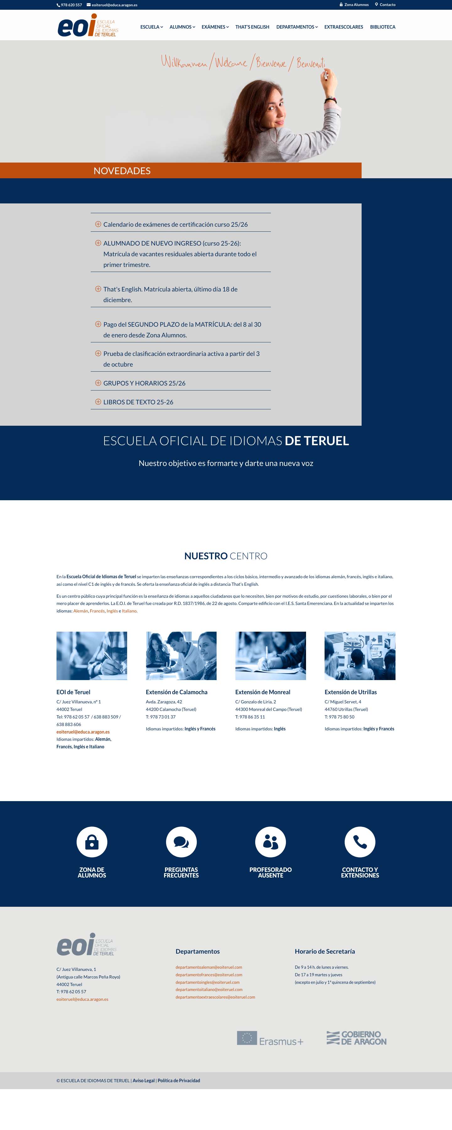 ESCUELA OFICIAL DE IDIOMAS TERUEL | Bienvenidos a la EOI Teruel - Full Screenshot