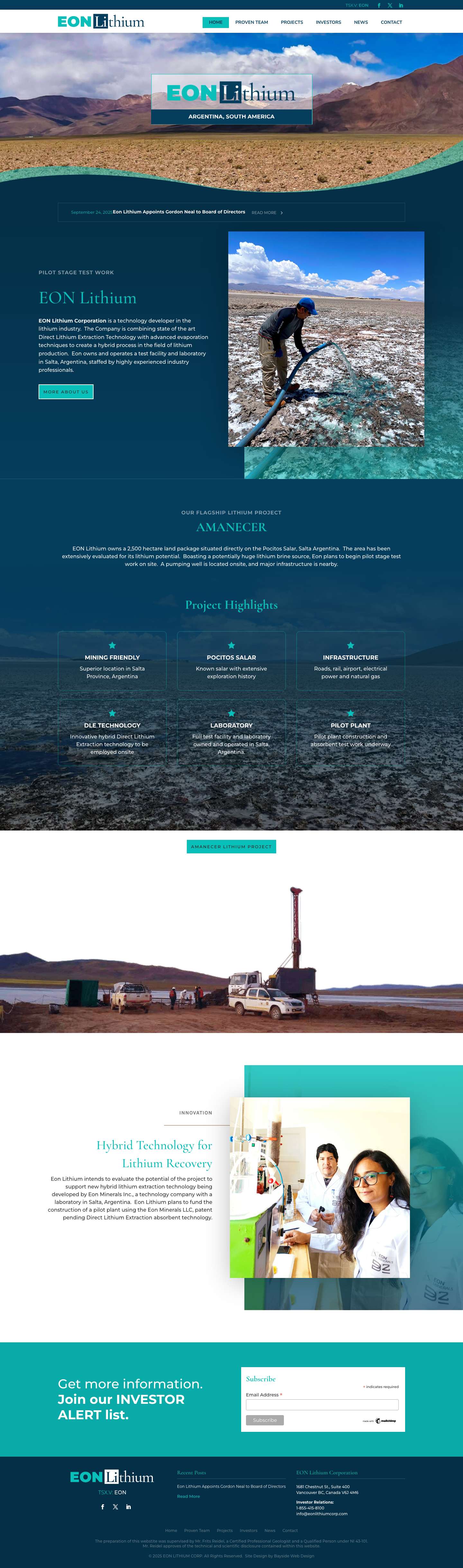 Eon Lithium Corporation | Canadian Junior Lithium Exploration Company | - Full Screenshot