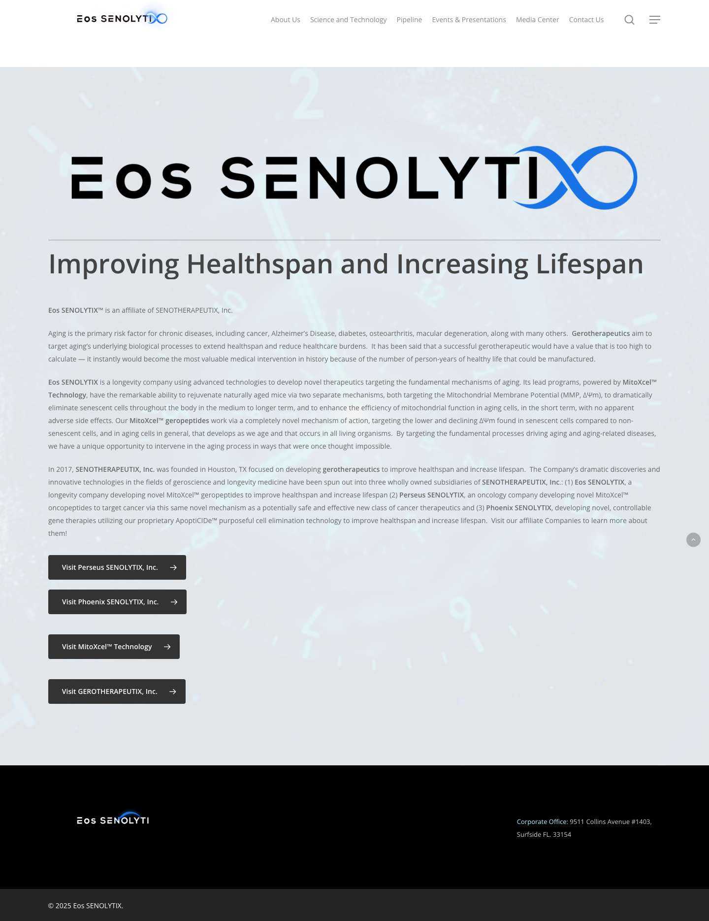 Eos SENOLYTIX – Improving Healthspan and Increasing Lifespan - Full Screenshot