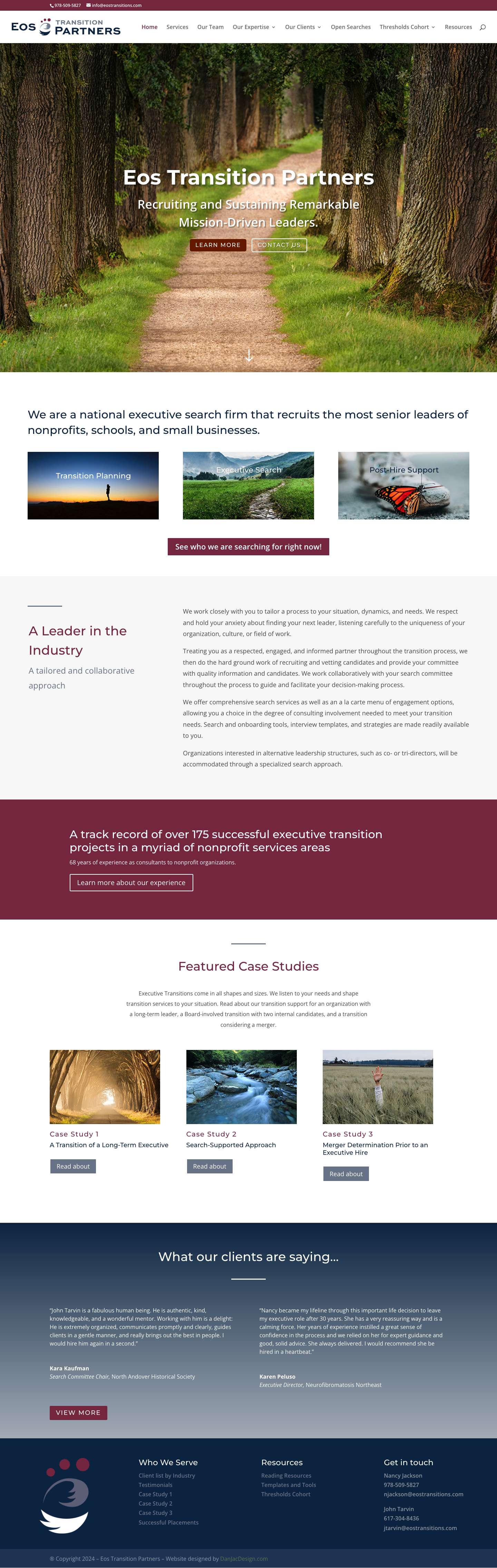 Eos Transition Partners | Recruiting and Sustaining Remarkable Mission-Driven Leaders - Full Screenshot