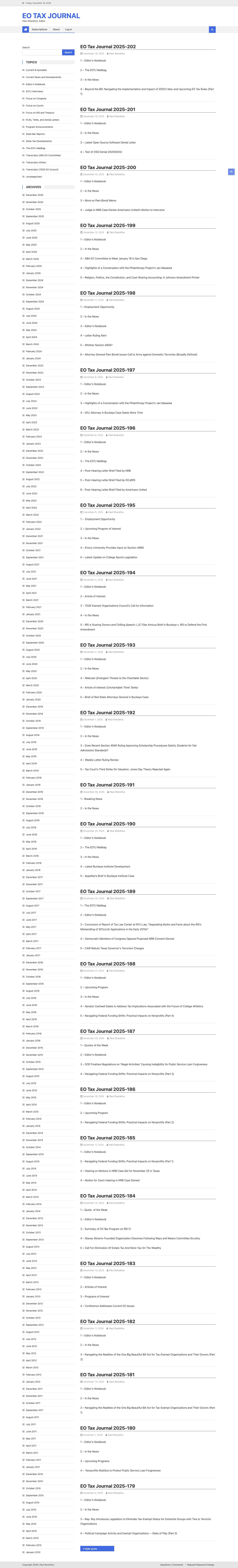EO Tax Journal – Paul Streckfus, Editor - Full Screenshot