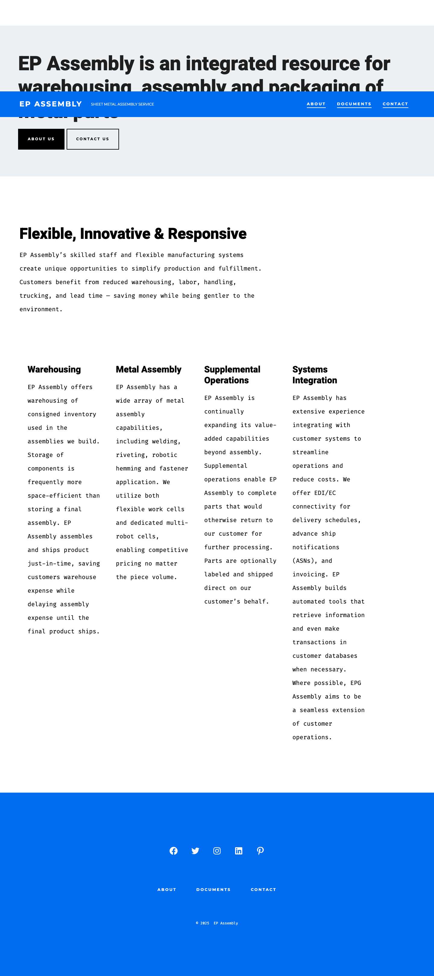 EP Assembly – SHEET METAL ASSEMBLY SERVICE - Full Screenshot