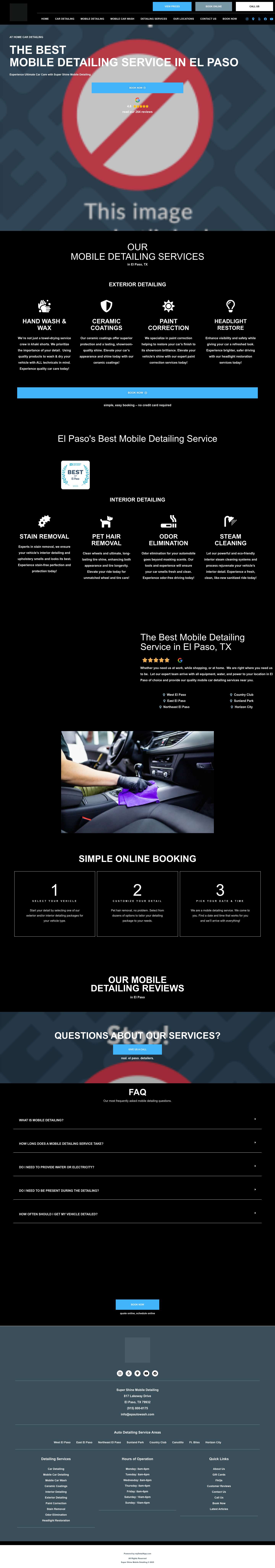 Super Shine Mobile Detailing Service in El Paso - Full Screenshot