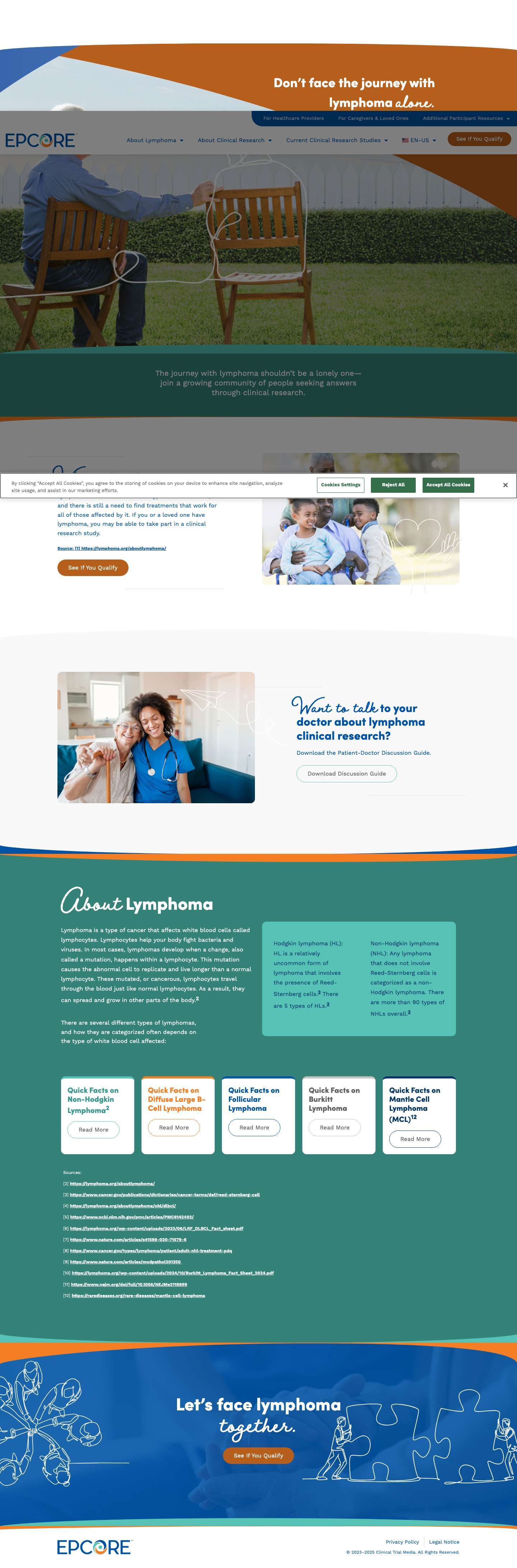 Lymphoma Clinical Research Studies–EPCORE Program - Full Screenshot