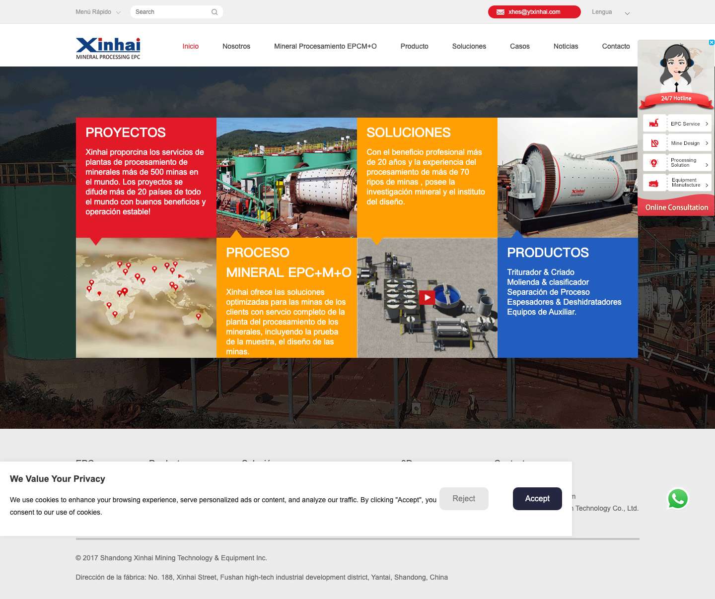 Xinhai Mineral Procesamiento EPC, Servicio Completo, Soluciones Minerales - Xinhai - Full Screenshot