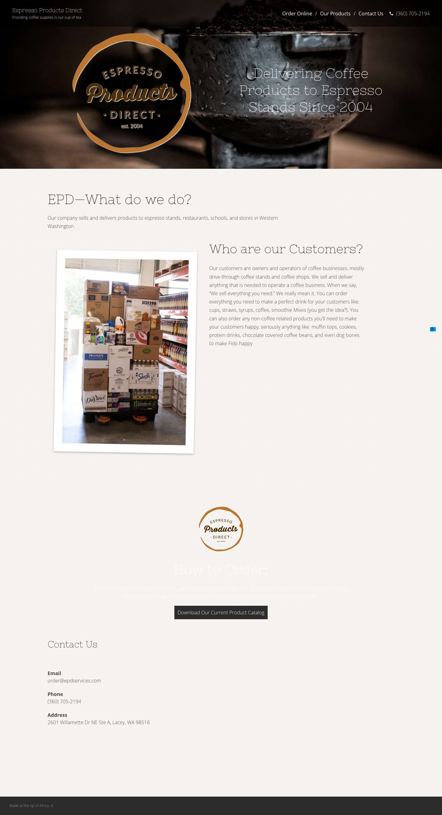 Home | Espresso Products Direct - Full Screenshot