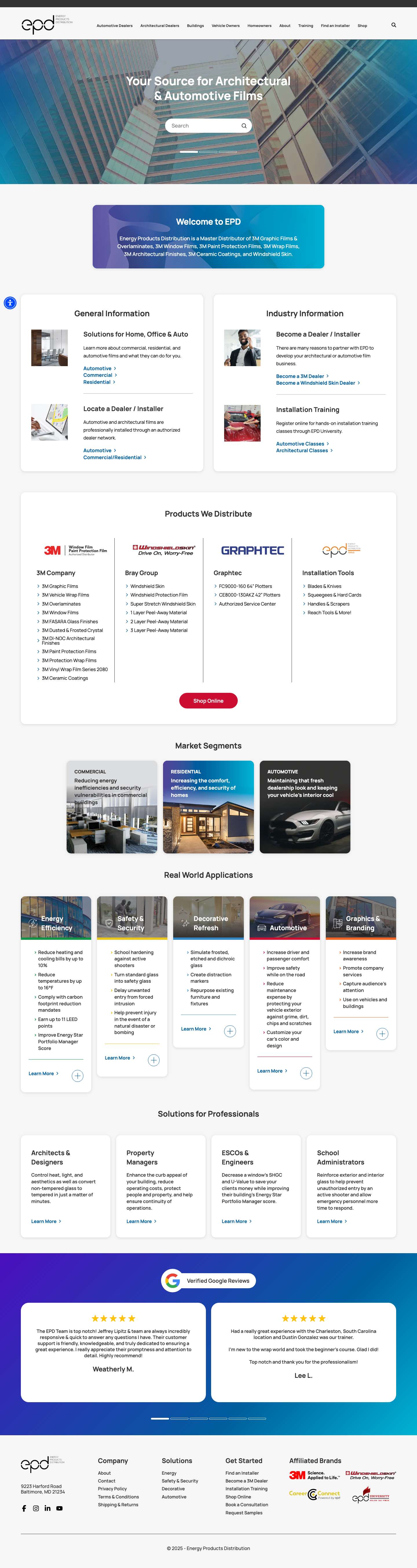 Energy Products Distribution | 3M Architectural & Automotive Films - Full Screenshot
