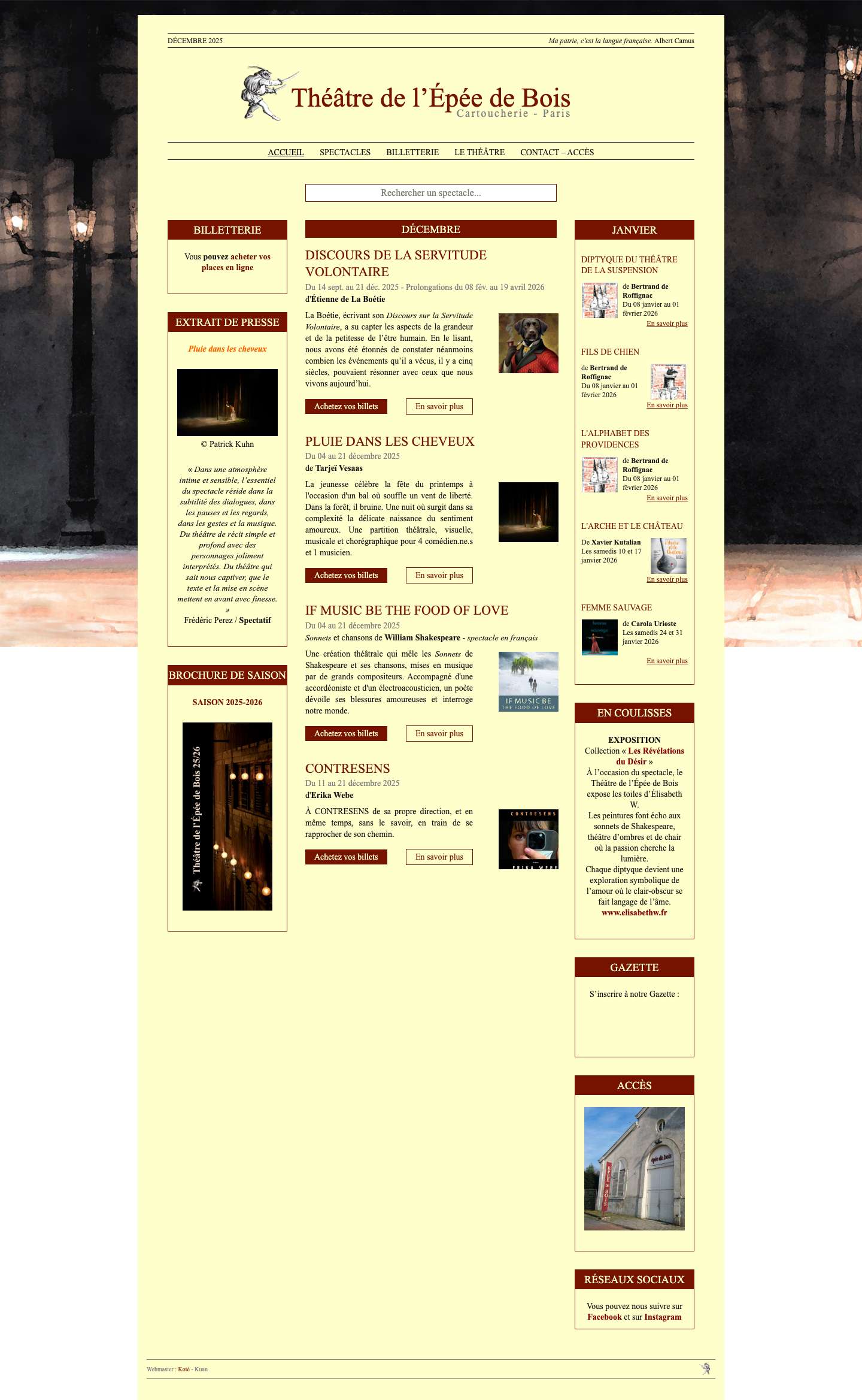 Théâtre de l'Épée de Bois | Cartoucherie – Paris XII - Full Screenshot