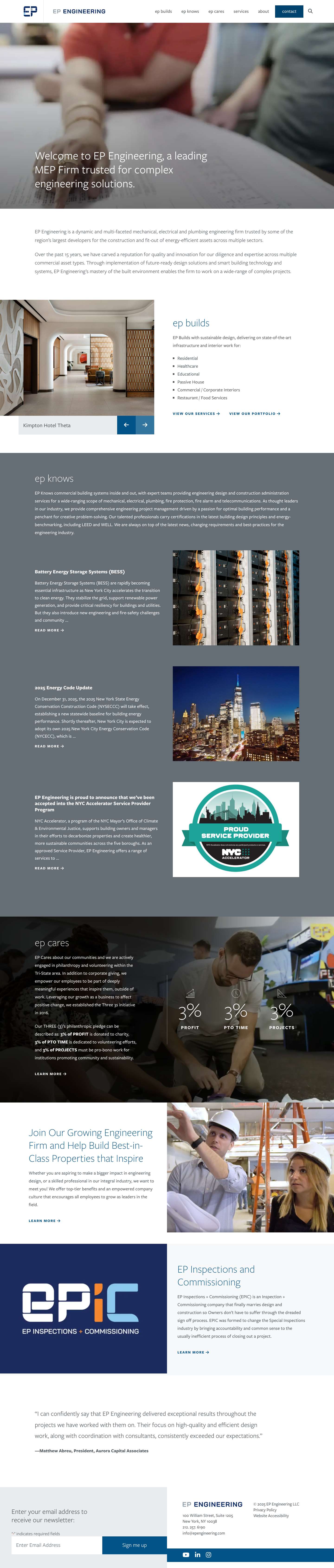New York City MEP Firm - EP Engineering - Full Screenshot