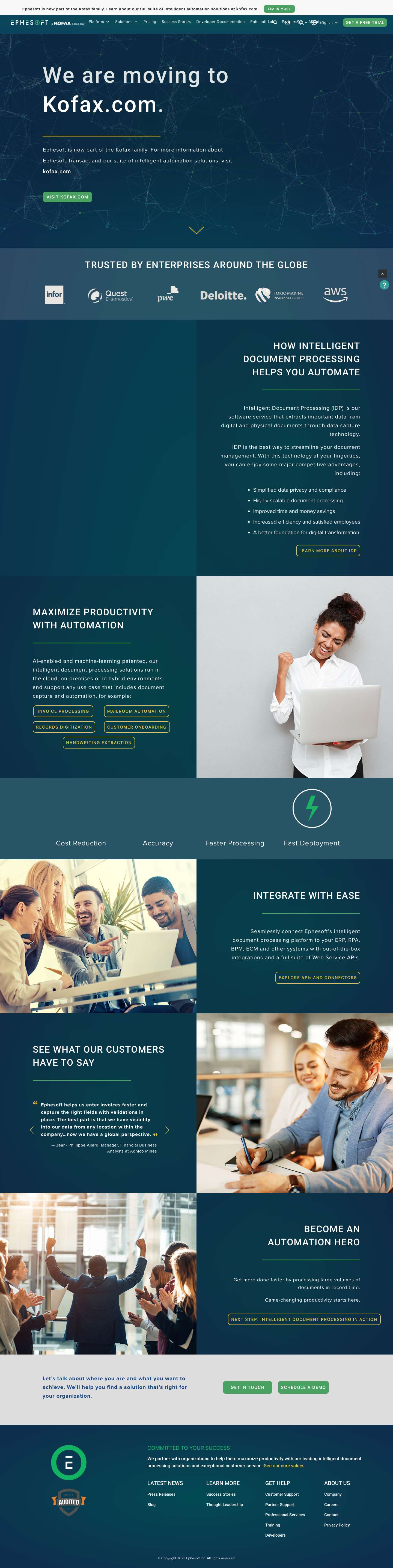 Intelligent Document Processing for Enterprise Productivity | Ephesoft - Full Screenshot