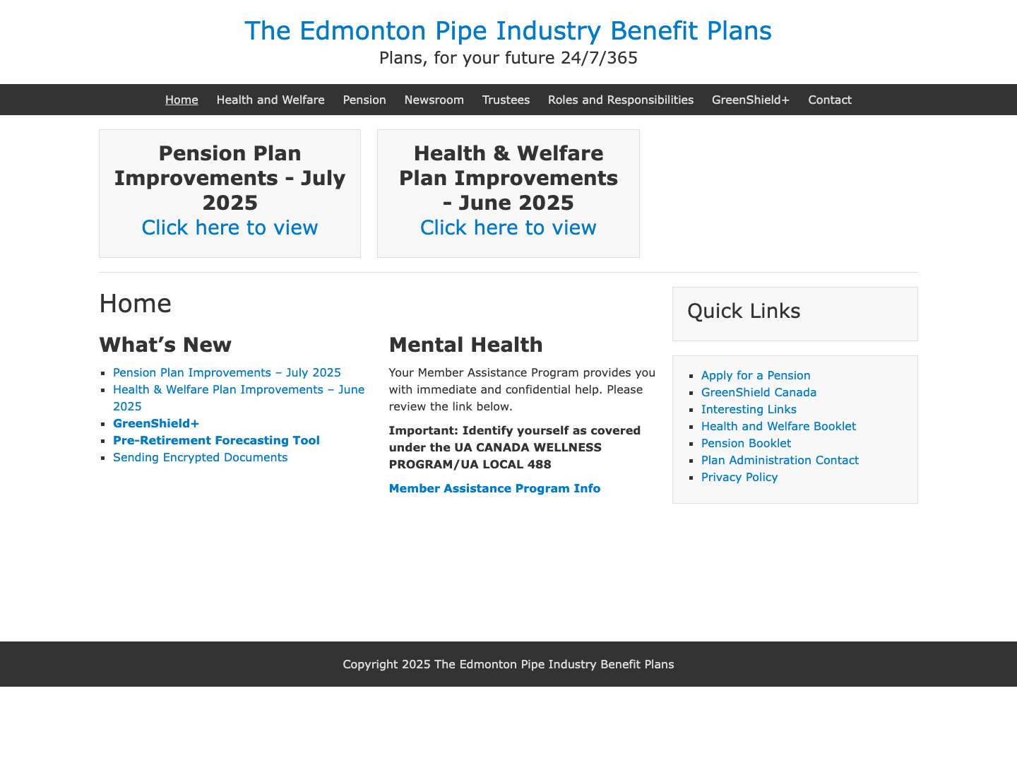 The Edmonton Pipe Industry Benefit Plans – Plans, for your future 24/7/365 - Full Screenshot