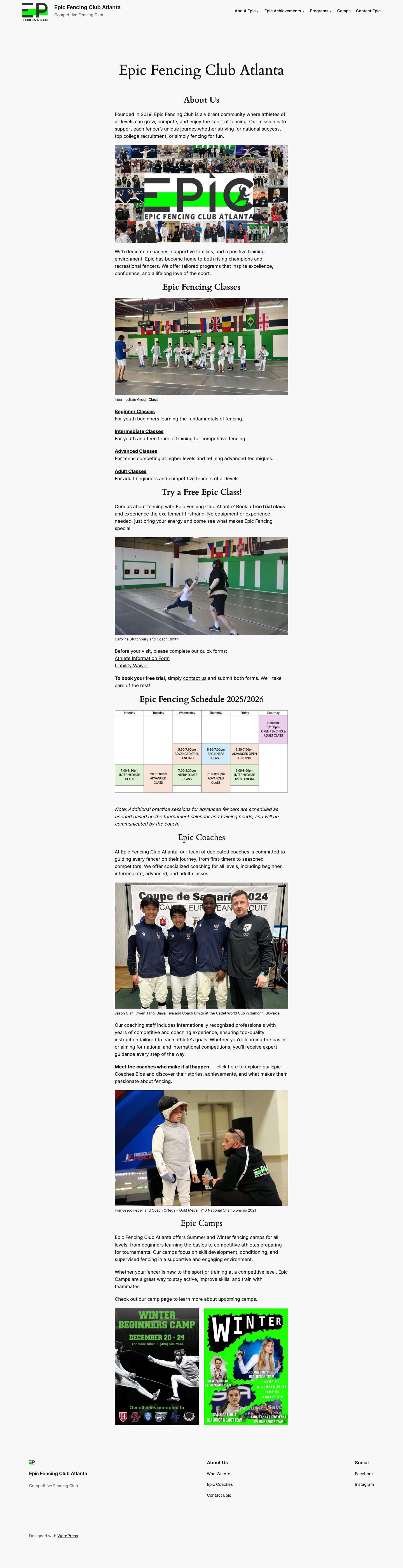 Epic Fencing Club Atlanta – Competitive Fencing Club - Full Screenshot