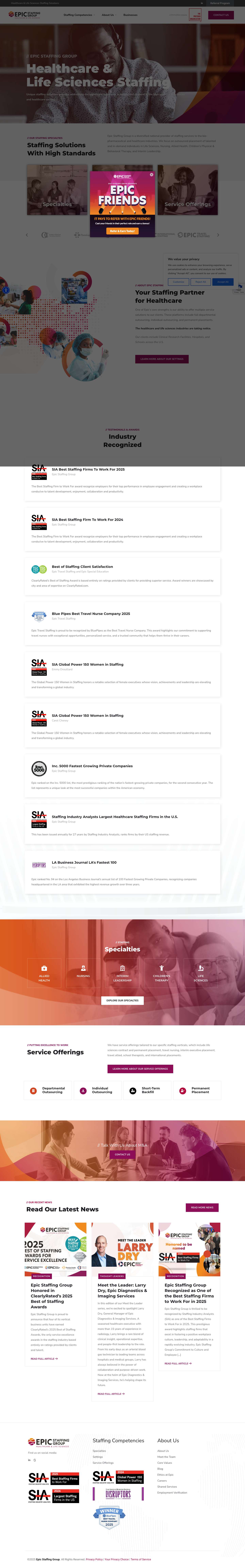 Life Sciences & Healthcare Staffing - Epic Staffing Group - Full Screenshot