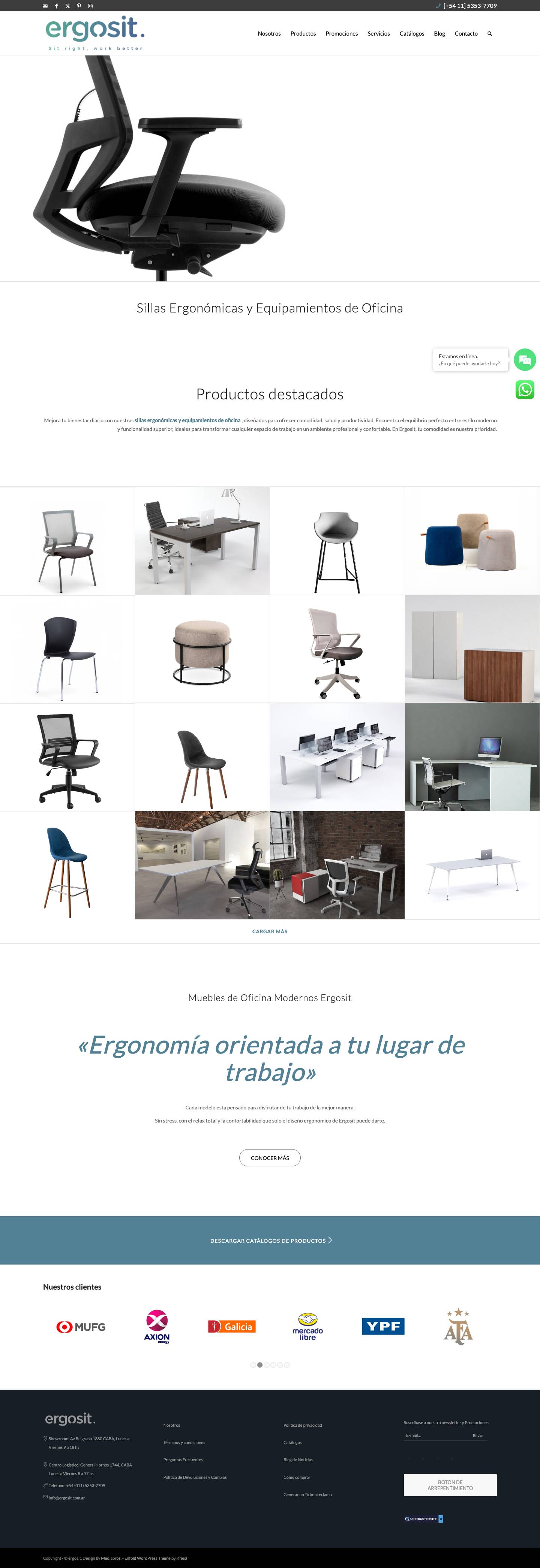 Sillas Ergonomicas y Equipamientos de Oficina | Ergosit - Full Screenshot