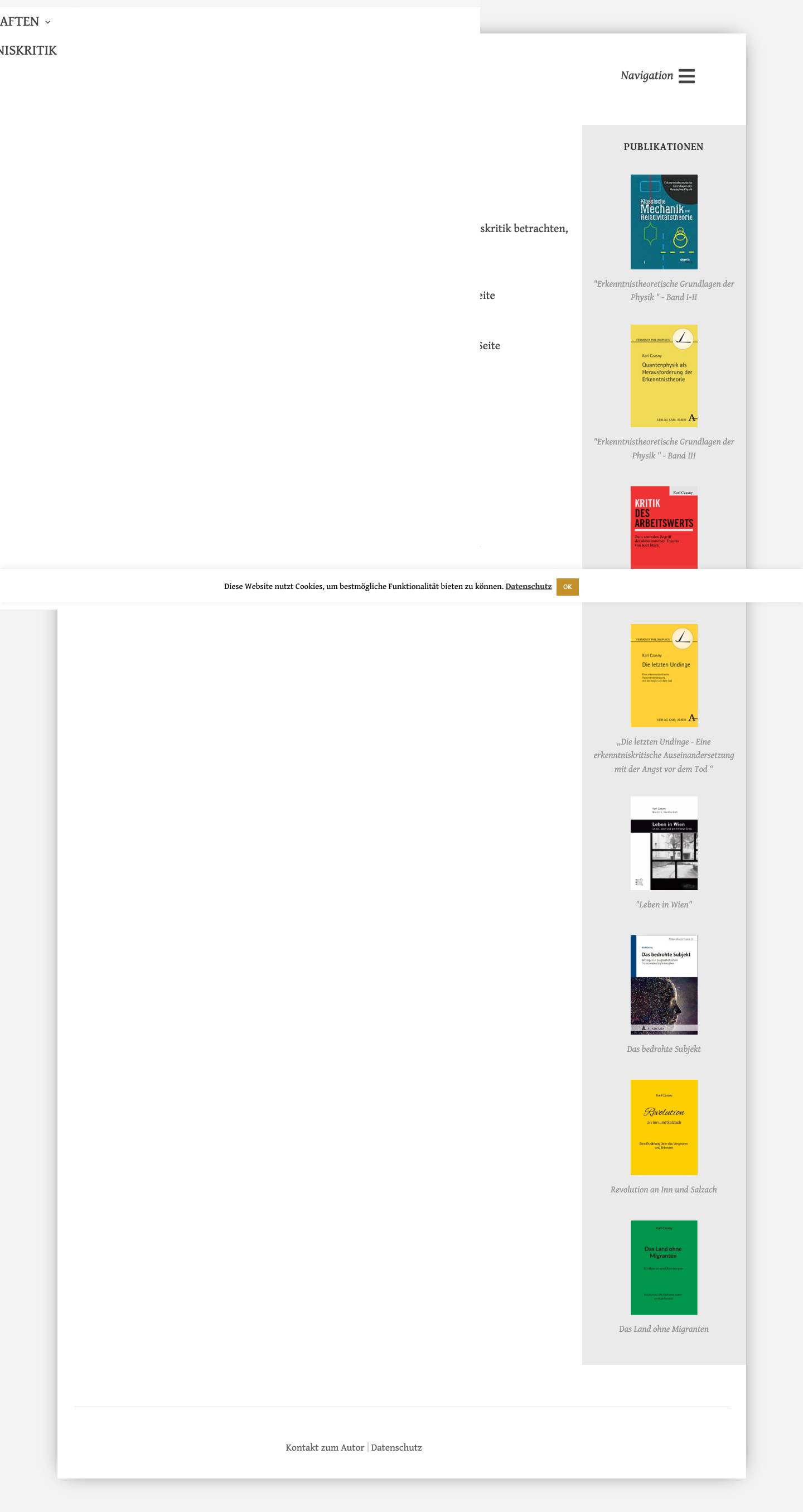"Das Erkennen erkennen" – Beiträge zur Erkenntnistheorie und sonstige Texte von Karl Czasny - Full Screenshot