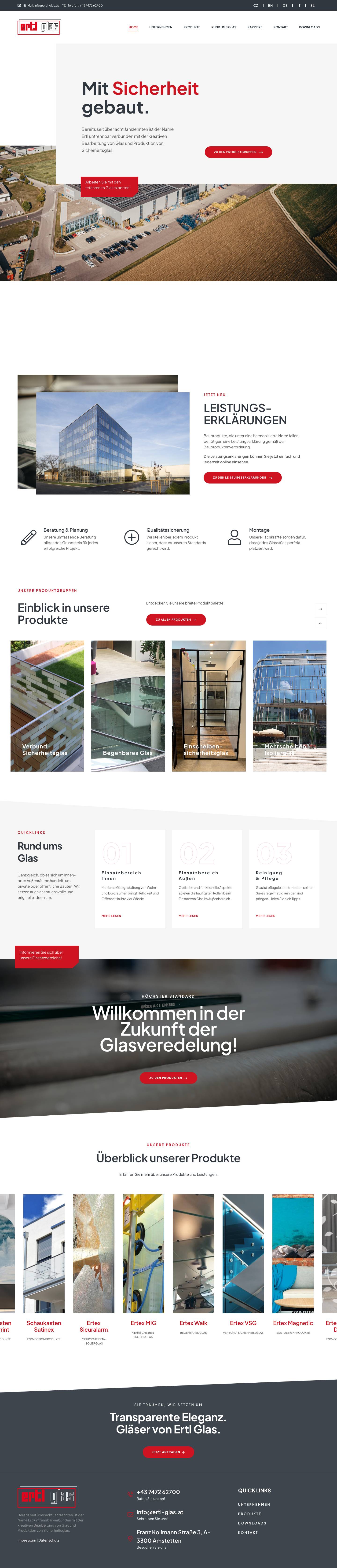 Ertl Glas – Mit Sicherheit gebaut. Gläser von Ertl Glas. - Full Screenshot