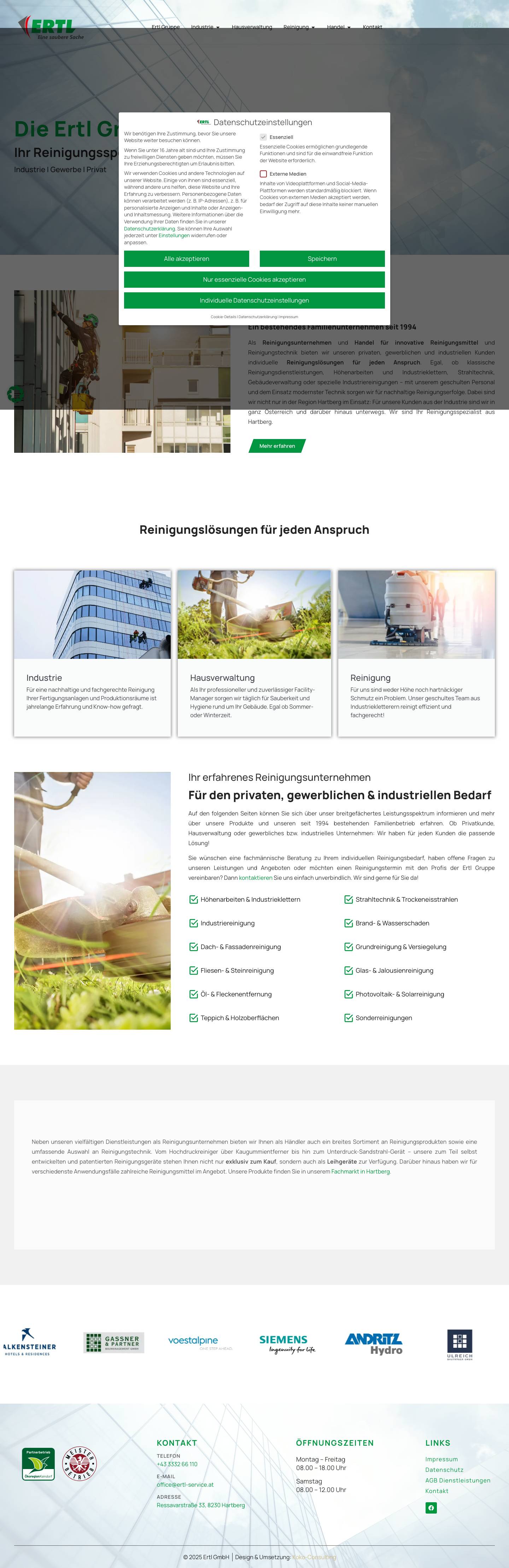 Ertl Service GmbH | Ihr Reinigungsspezialist aus Hartberg - Full Screenshot