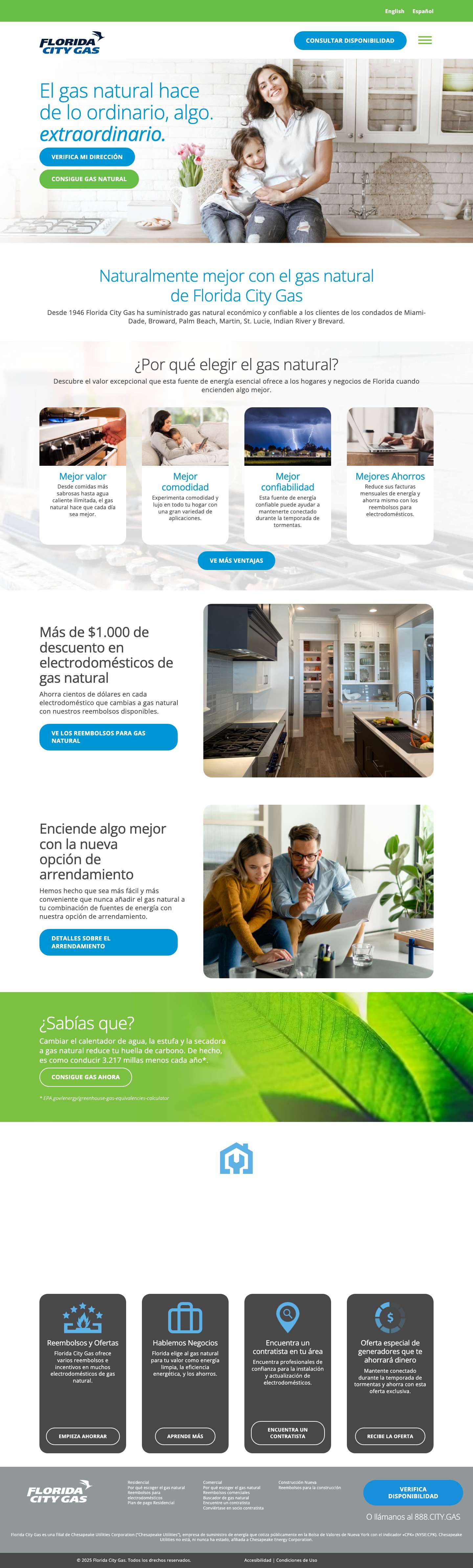 Home - Florida City Gas Rebates (Español) - Full Screenshot
