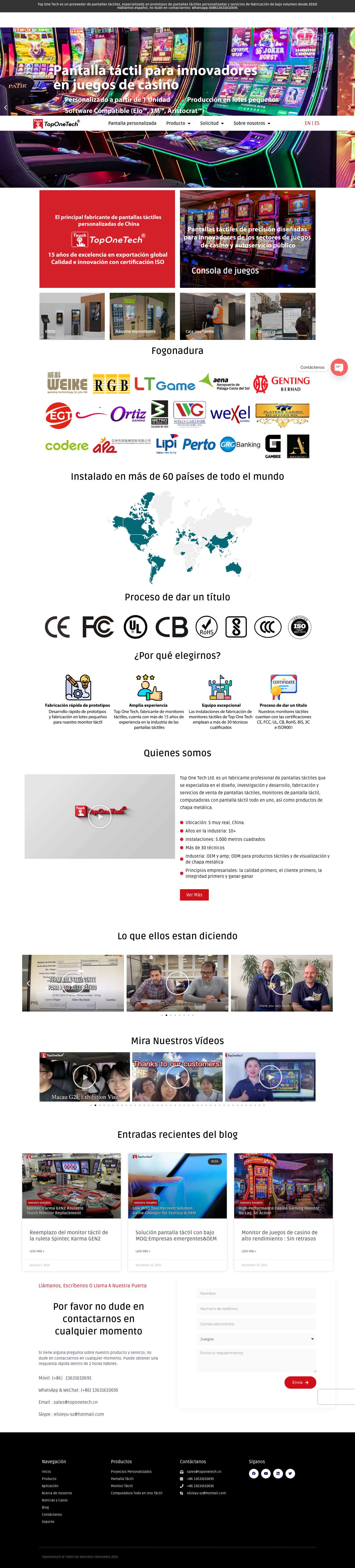 Top One Touch - Fabricante profesional de pantallas táctiles - Full Screenshot