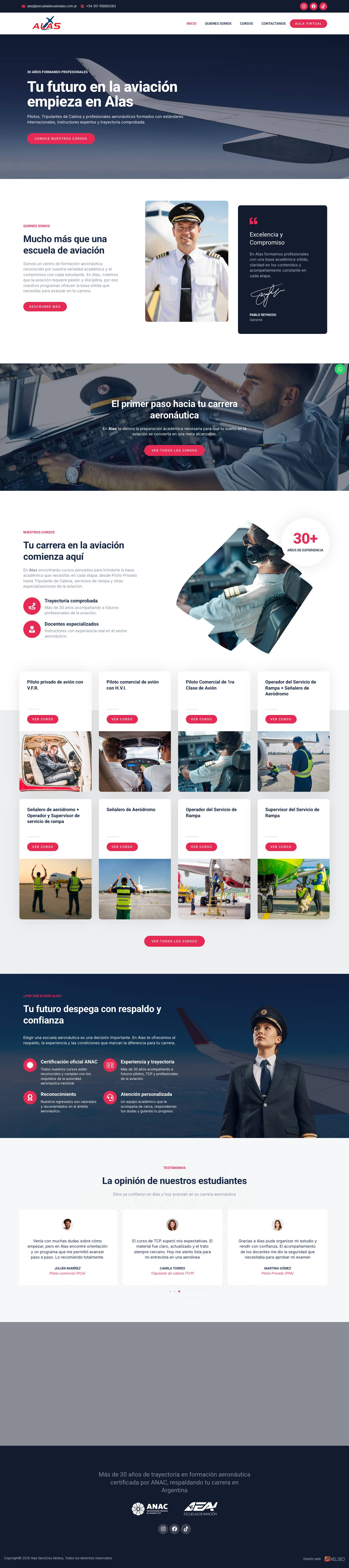 Alas Servicios Aéreos - Escuela de aviación - Full Screenshot