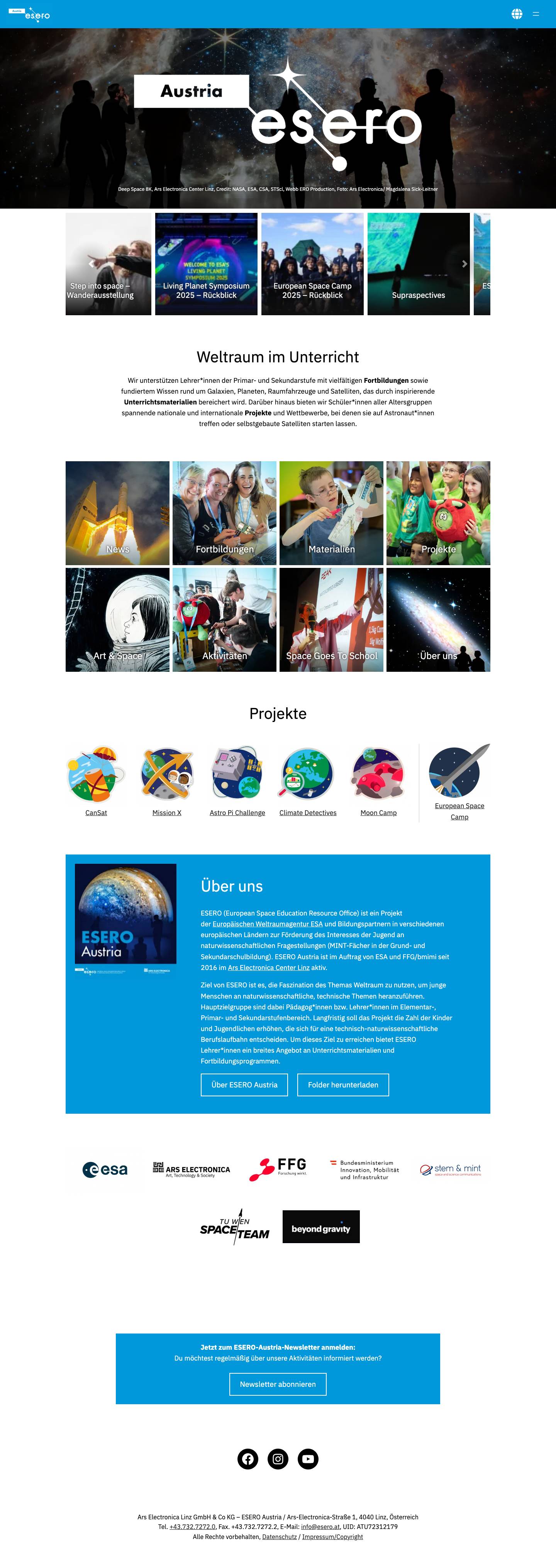 ESERO Austria – European Space Education Office - Full Screenshot