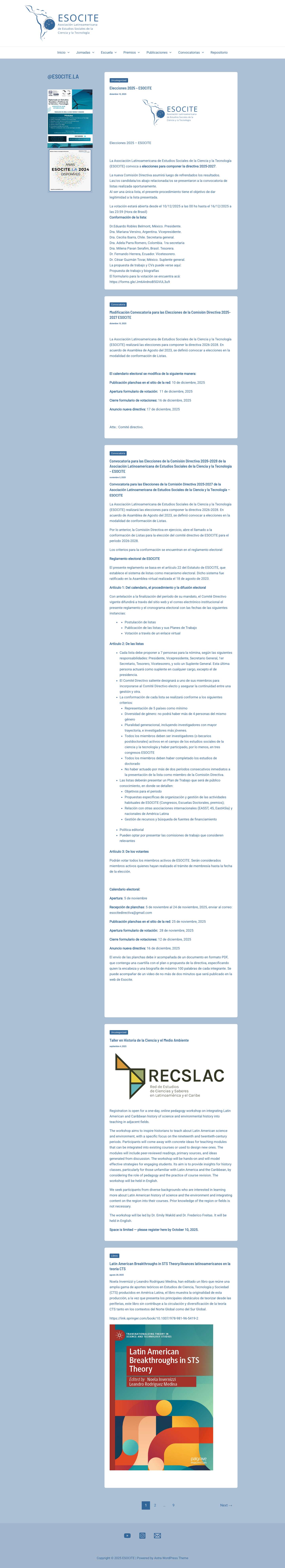 ESOCITE - Asociación Latinoamericana de Estudios Sociales de la Ciencia y la Tecnología Email - Full Screenshot