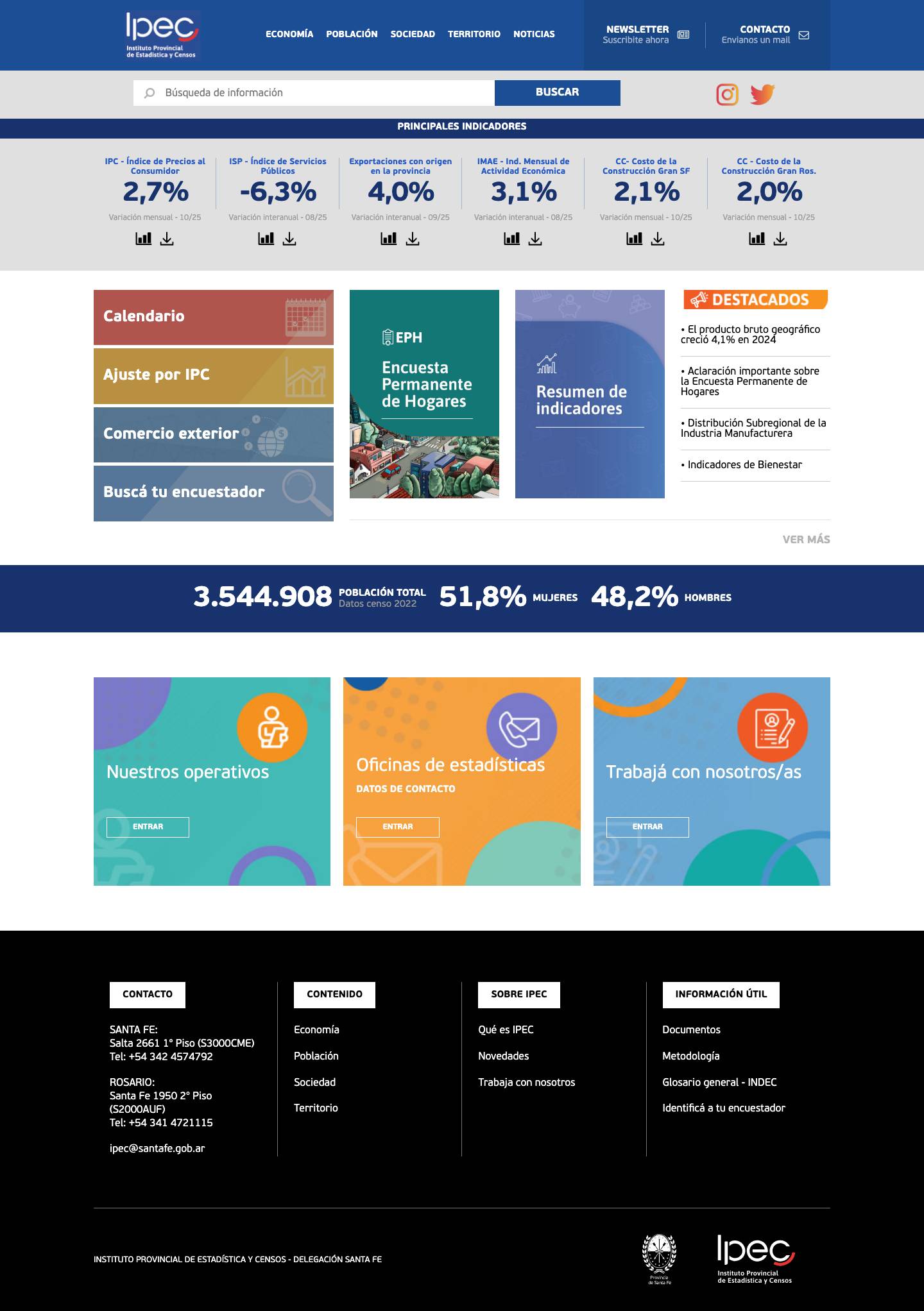 IPEC — Instituto Provincial de Estadística y Censos - Full Screenshot