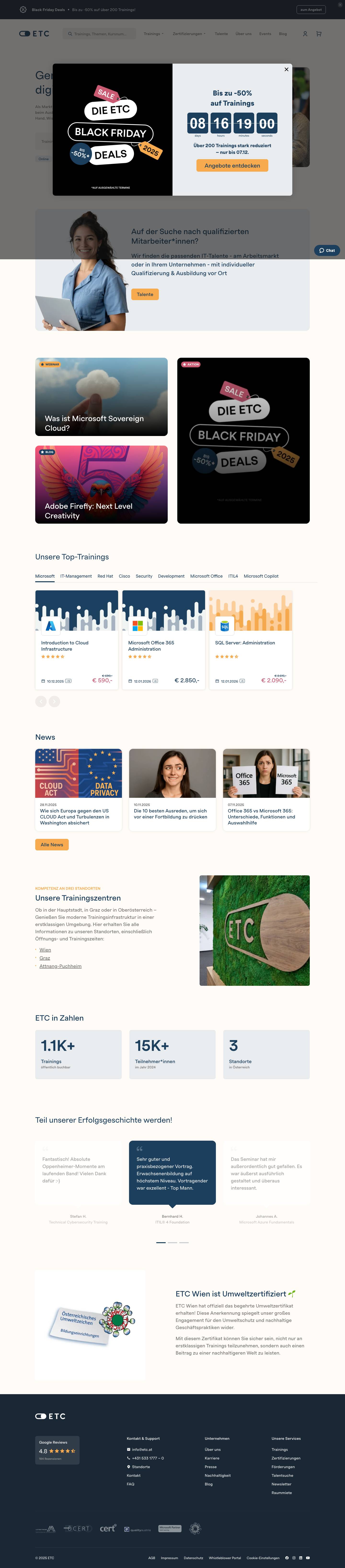 ETC • IT-Kurse, Schulungen & Zertifizierungen - Full Screenshot