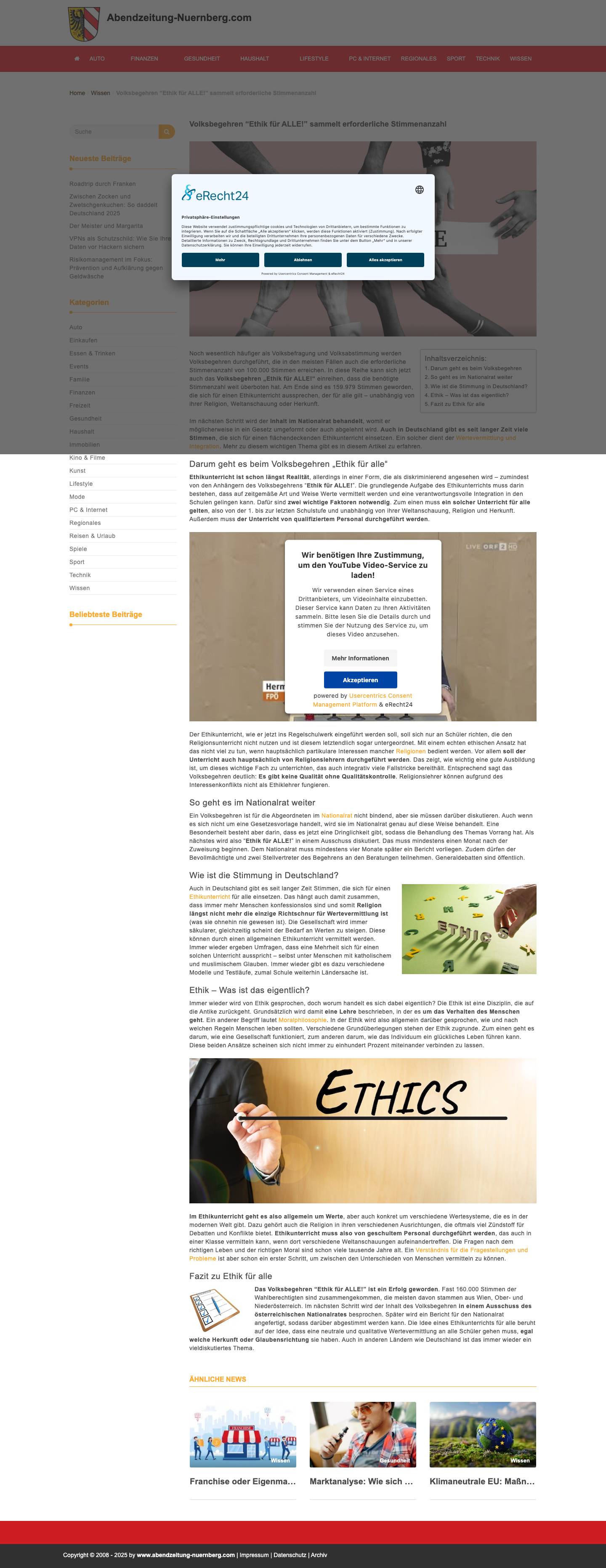 "Ethik für ALLE!" – Forderung nach universellem Ethikunterricht - Full Screenshot