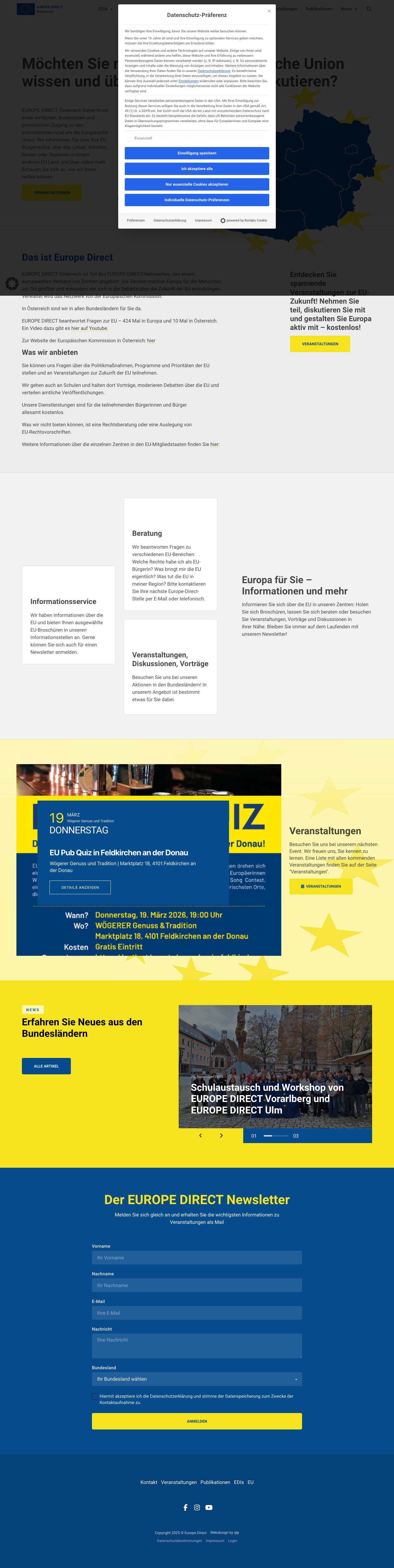 EUROPE DIRECT Österreich - Europe DirectInformationen zu Europe Direct VorarlbergInformationen zu Europe Direct WienInformationen zu Europe Direct OberösterreichInformationen zu Europe Direct TirolInformationen zu Europe Direct SteiermarkInformationen zu Europe Direct SalzburgInformationen zu Europe Direct NiederösterreichInformationen zu Europe Direct KärntenInformationen zu Europe Direct Burgenland - Full Screenshot