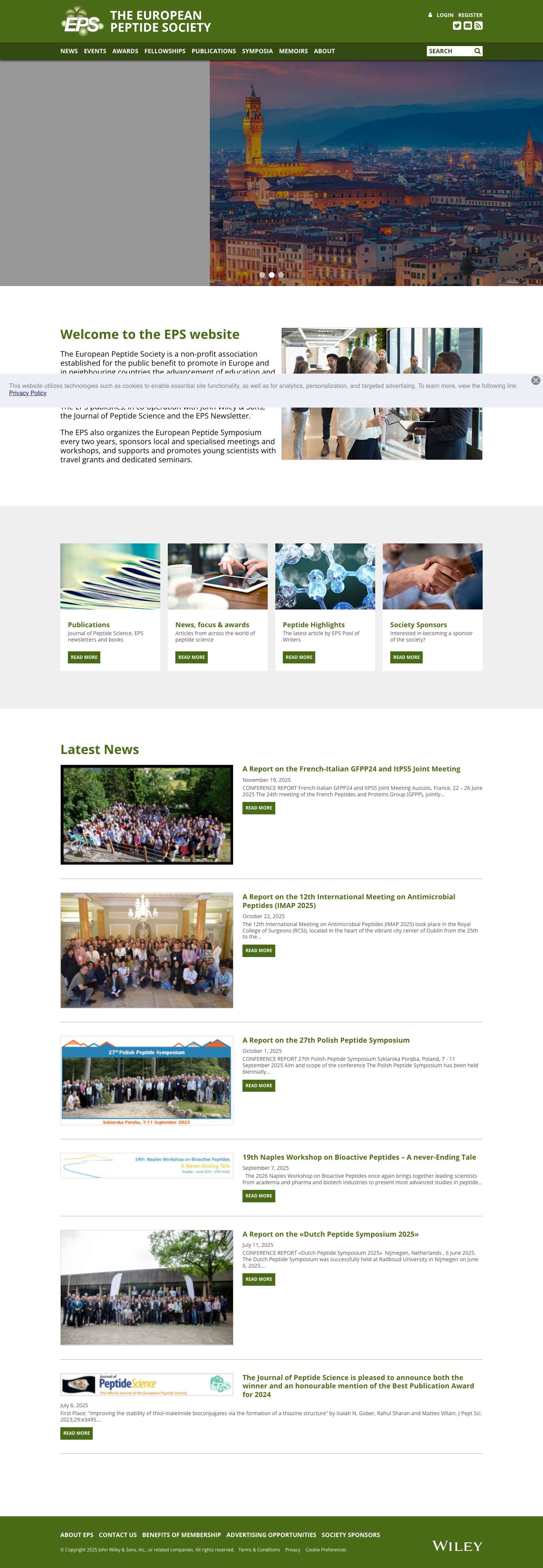 Home - The European Peptide Society - Full Screenshot