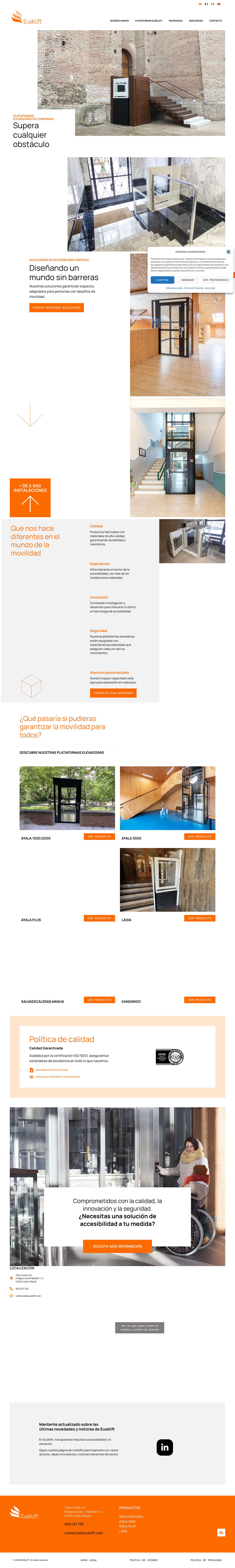 Eusklift. Plataformas elevadoras – Plataformas elevadoras - Full Screenshot