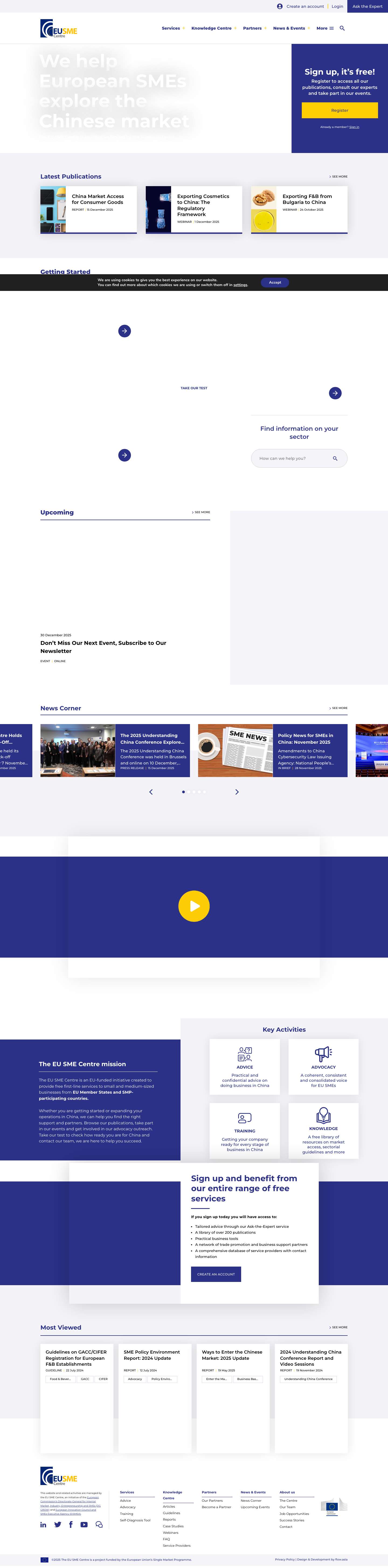 EU SME Centre: China Market Research, Training, Advice - Full Screenshot