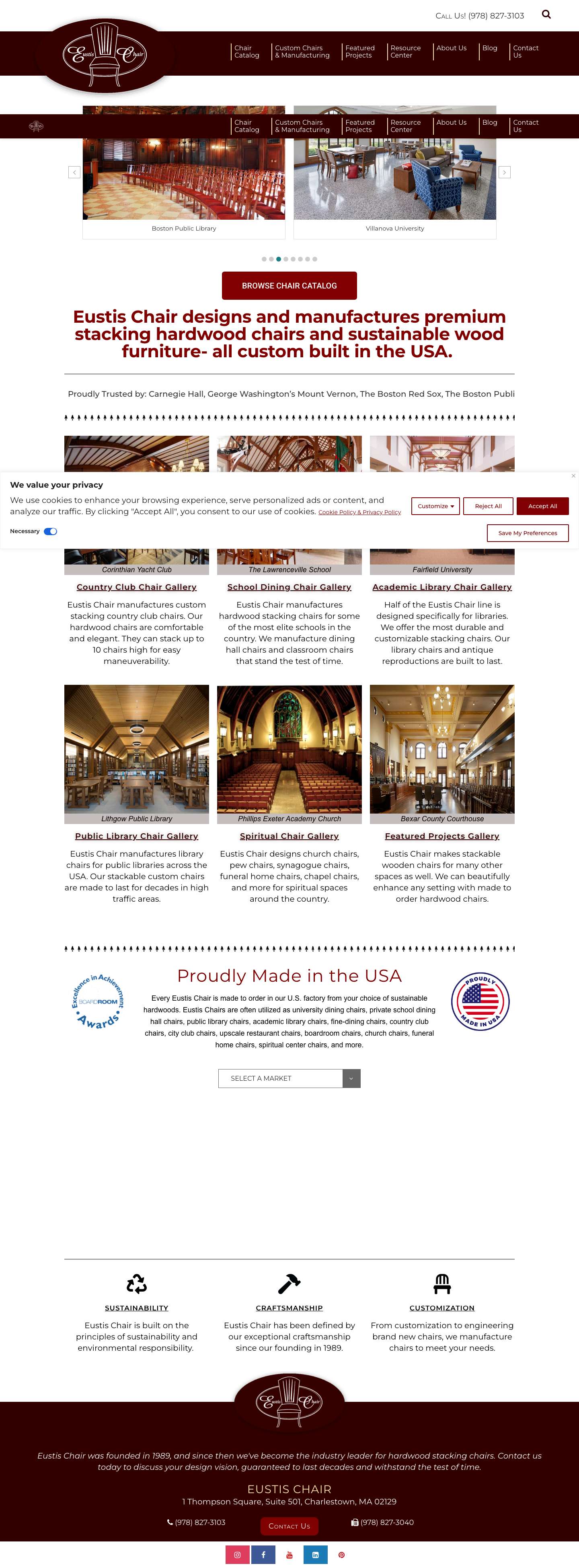 Eustis Chair | Stacking Custom Hardwood Chairs | EustisChair.com - Eustis Chair - Full Screenshot