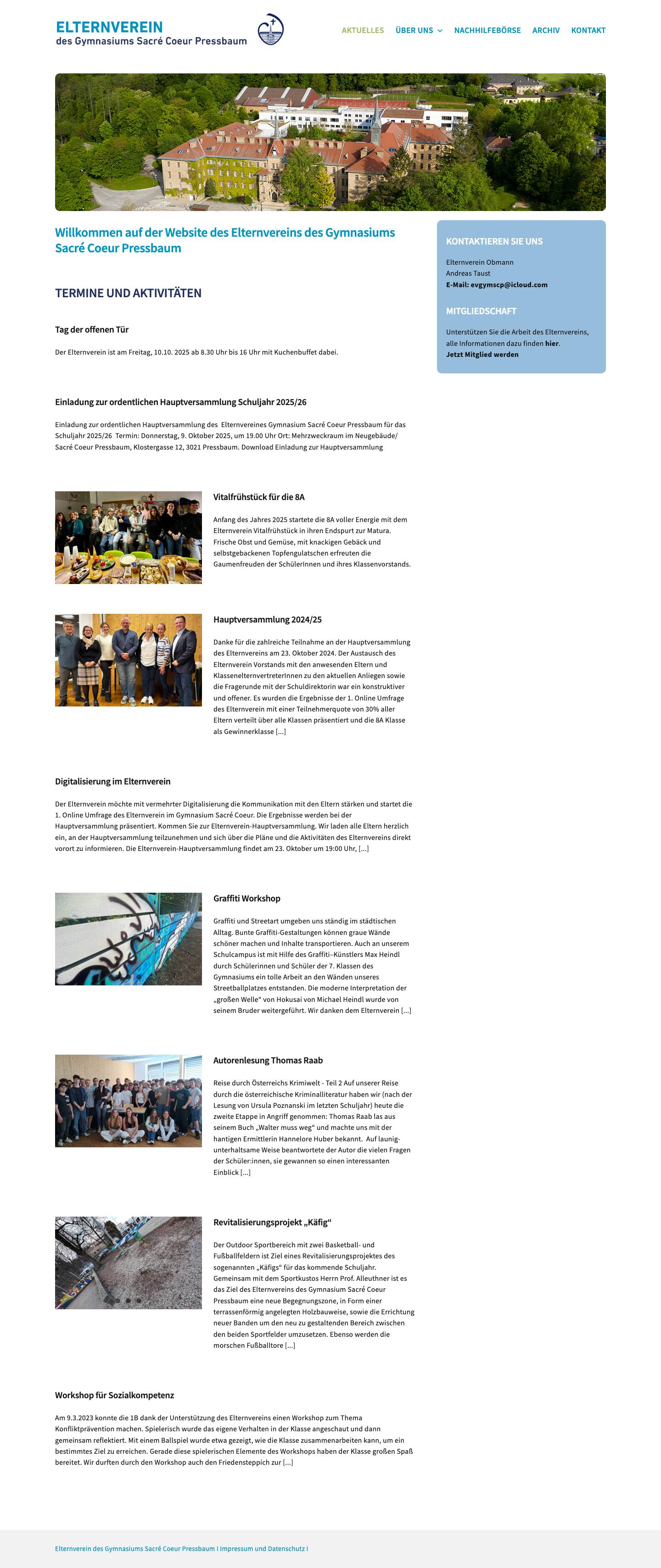 Elternverein Gymnasium Sacré Coeur Pressbaum - Full Screenshot