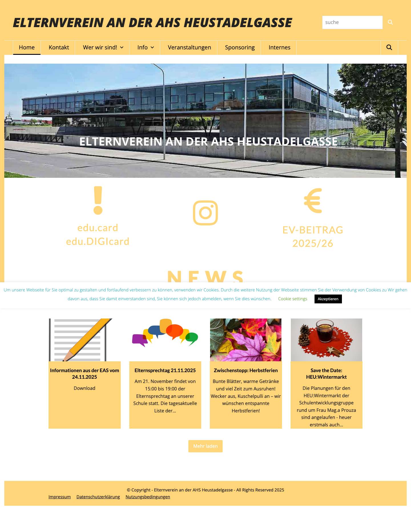 Elternverein an der AHS Heustadelgasse – Eltern gestalten den Schulalltag - Full Screenshot