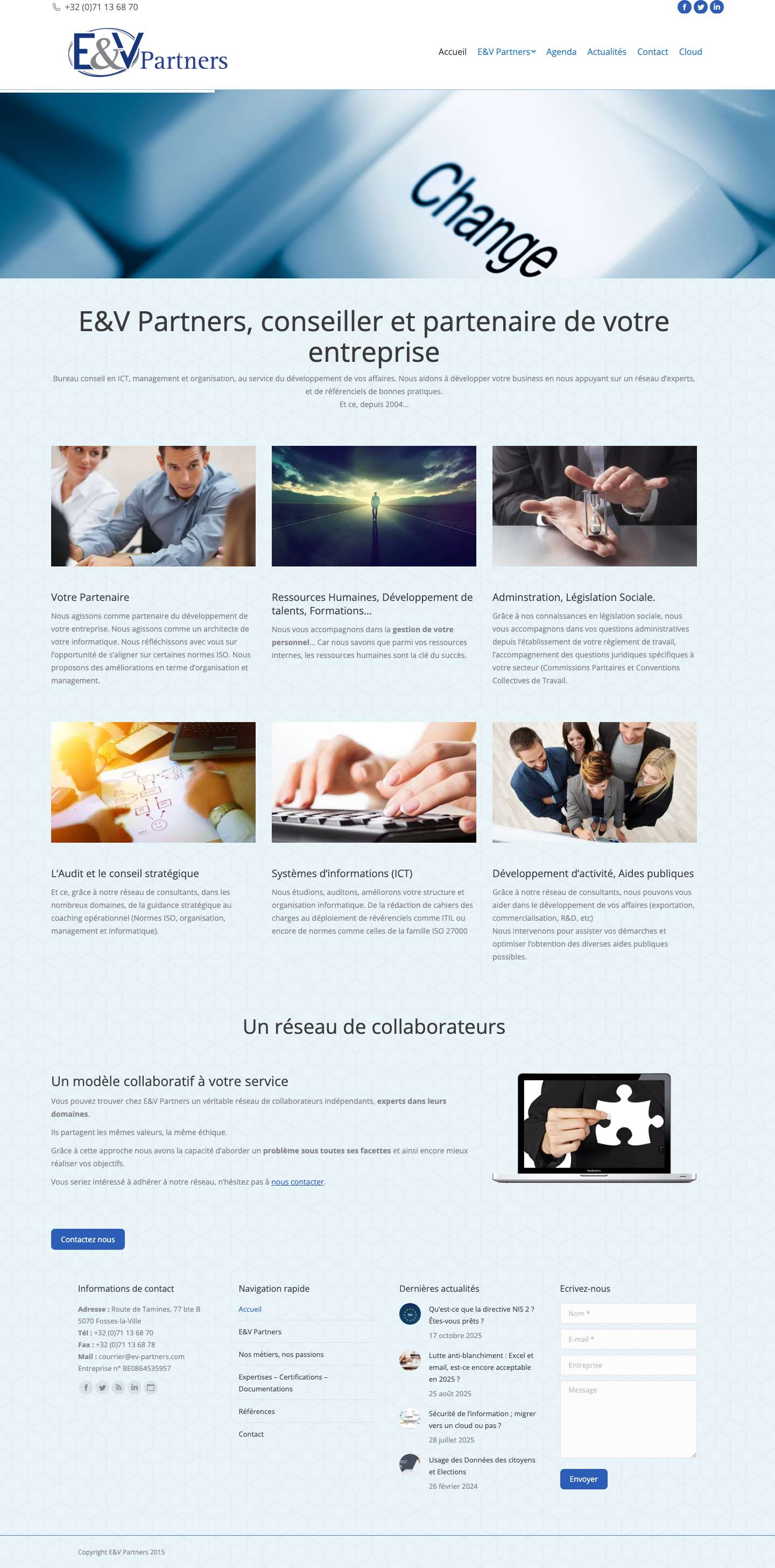 E&V Partners : Conseils en informatique, organisation et management - Full Screenshot