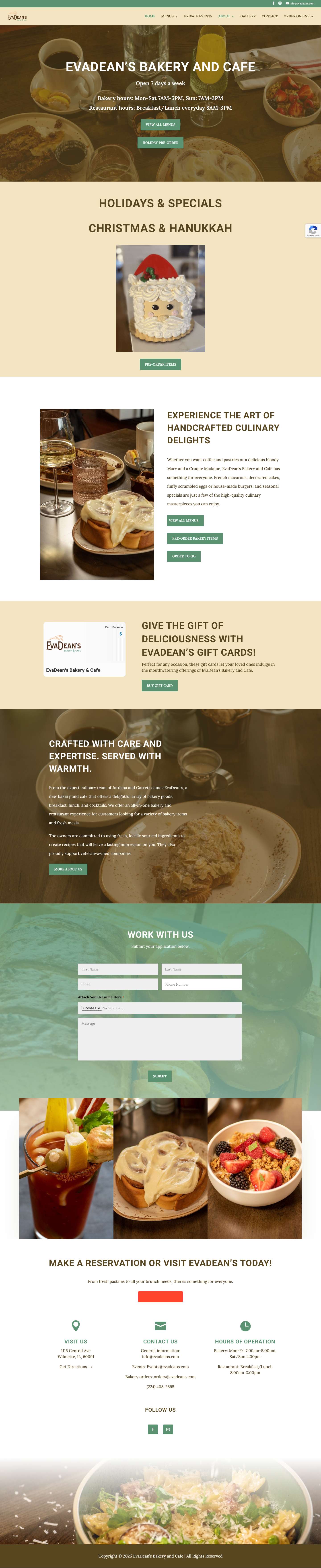 Evadean's Bakery and Cafe | Wilmette, IL - Full Screenshot