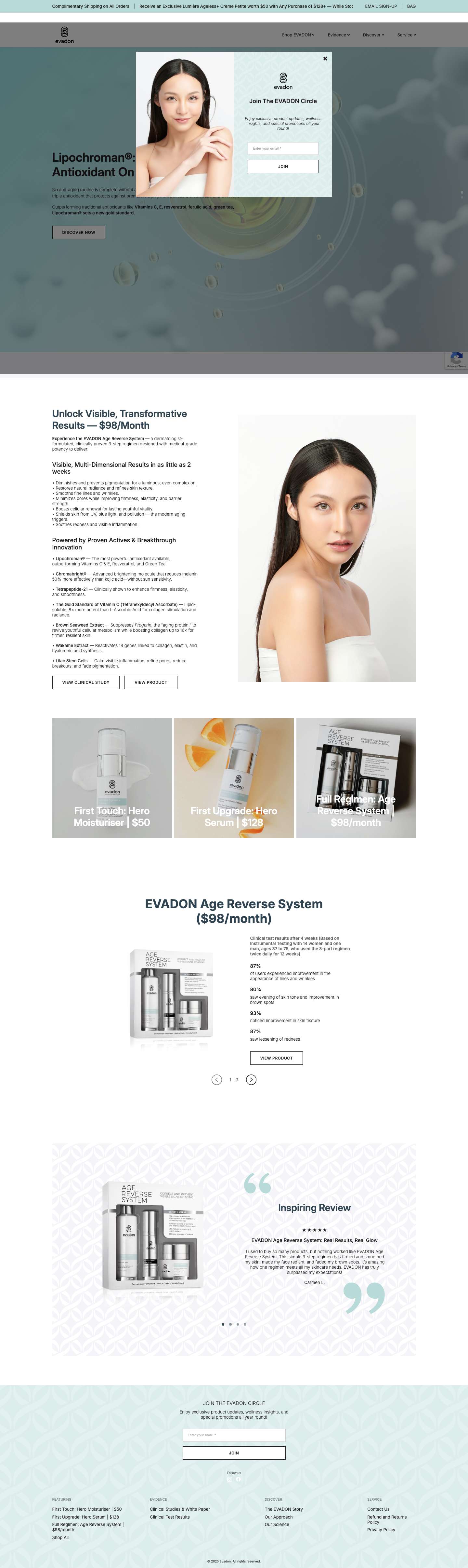 Homepage - EVADON | Advancing Wellness. Dermatologist Formulated. Medical Strength. Clinically Demonstrated Results.EVADON | Advancing Wellness. Dermatologist Formulated. Medical Strength. Clinically Demonstrated Results. - Full Screenshot