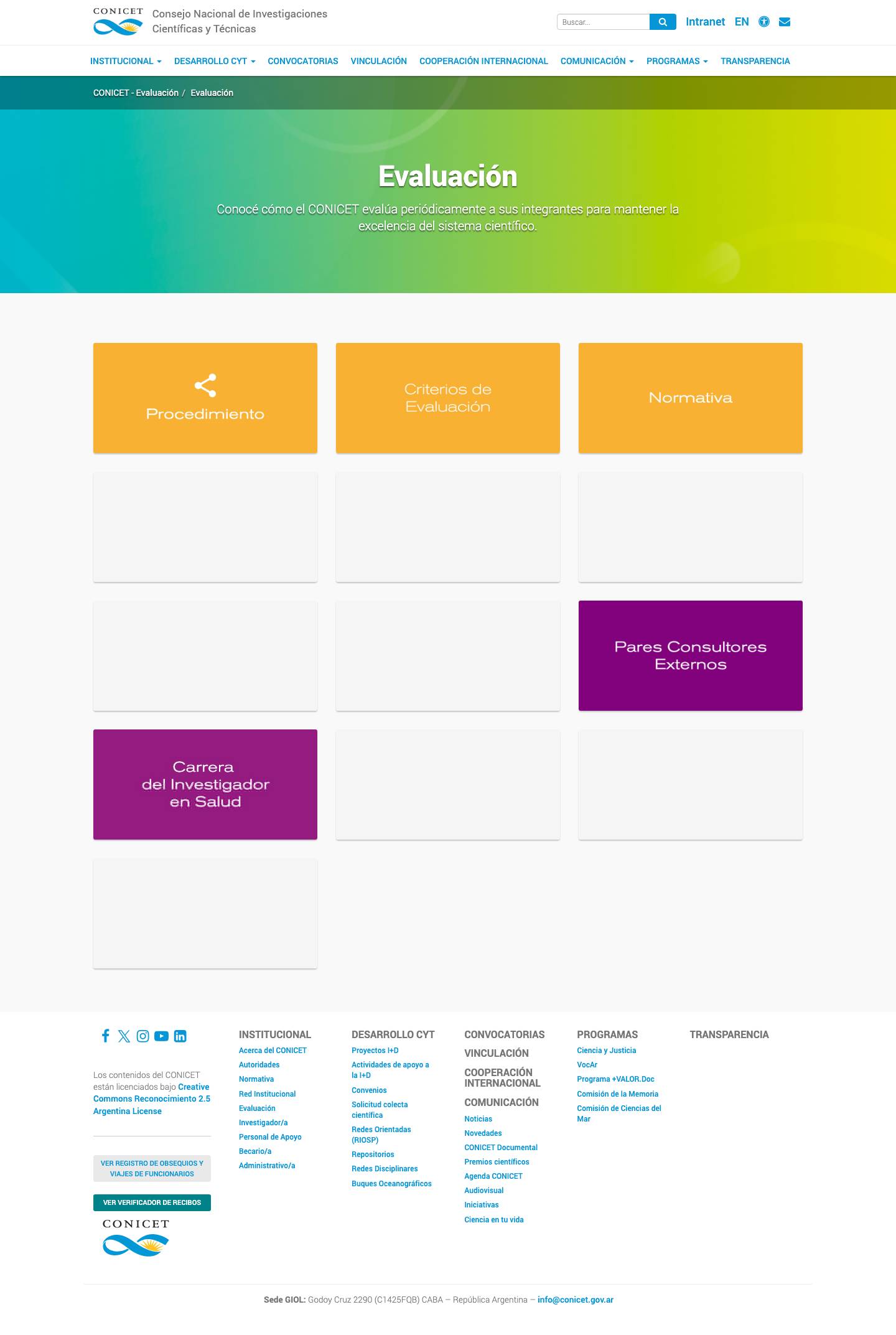 CONICET – Evaluación - Full Screenshot