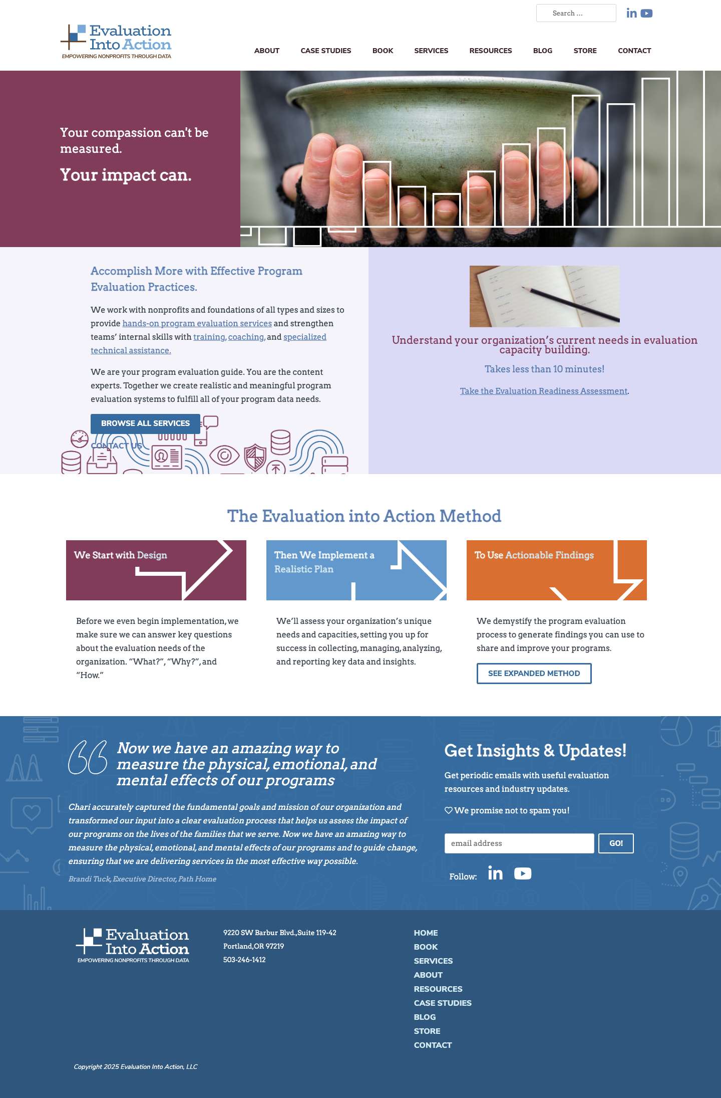 Evaluation Into Action - Empowering Non-Profits Through Data - Full Screenshot