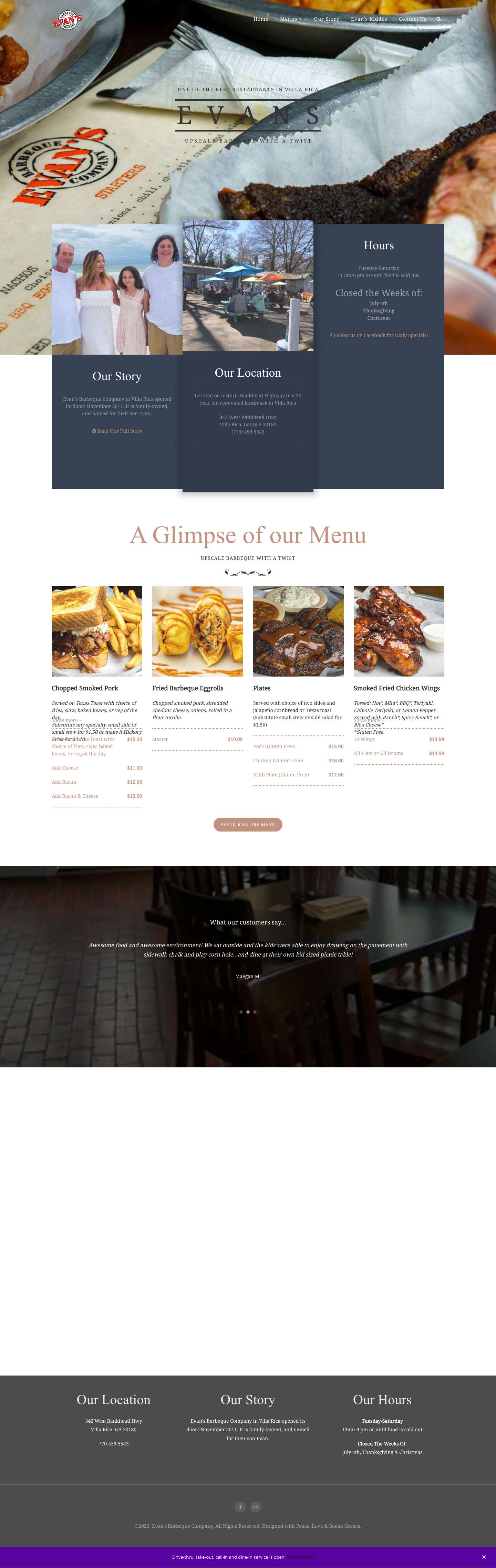 Evans Barbeque Company – Upscale Barbeque With A Twist - Full Screenshot
