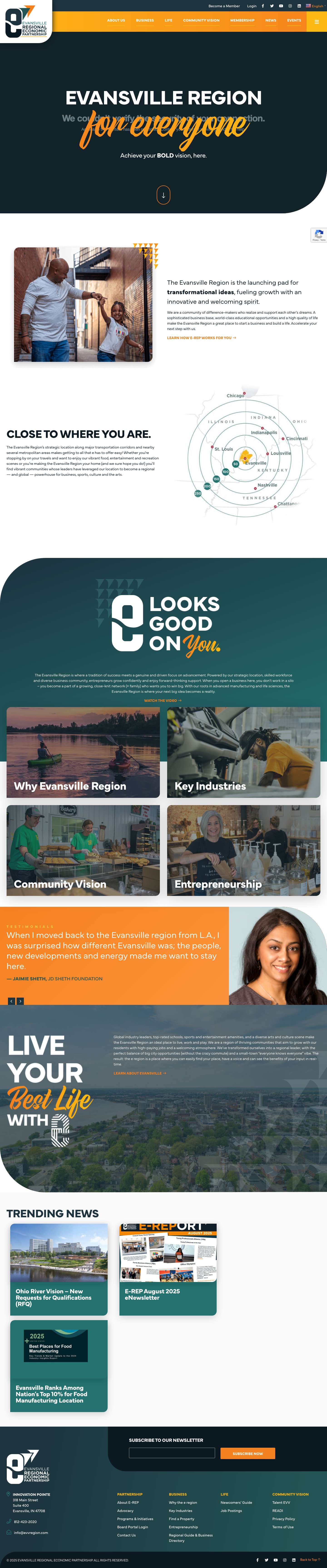 Home - Evansville Regional Economic Partnership - Full Screenshot