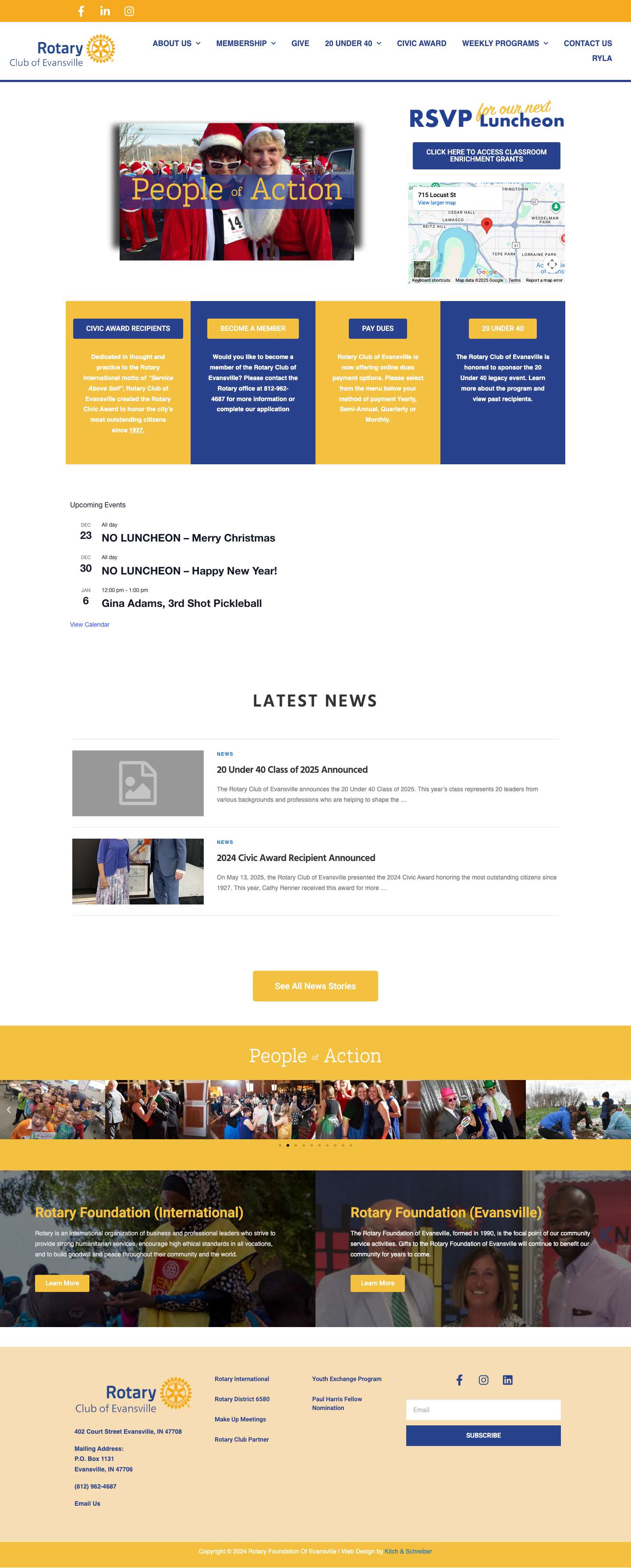 Rotary Club of Evansville - Full Screenshot