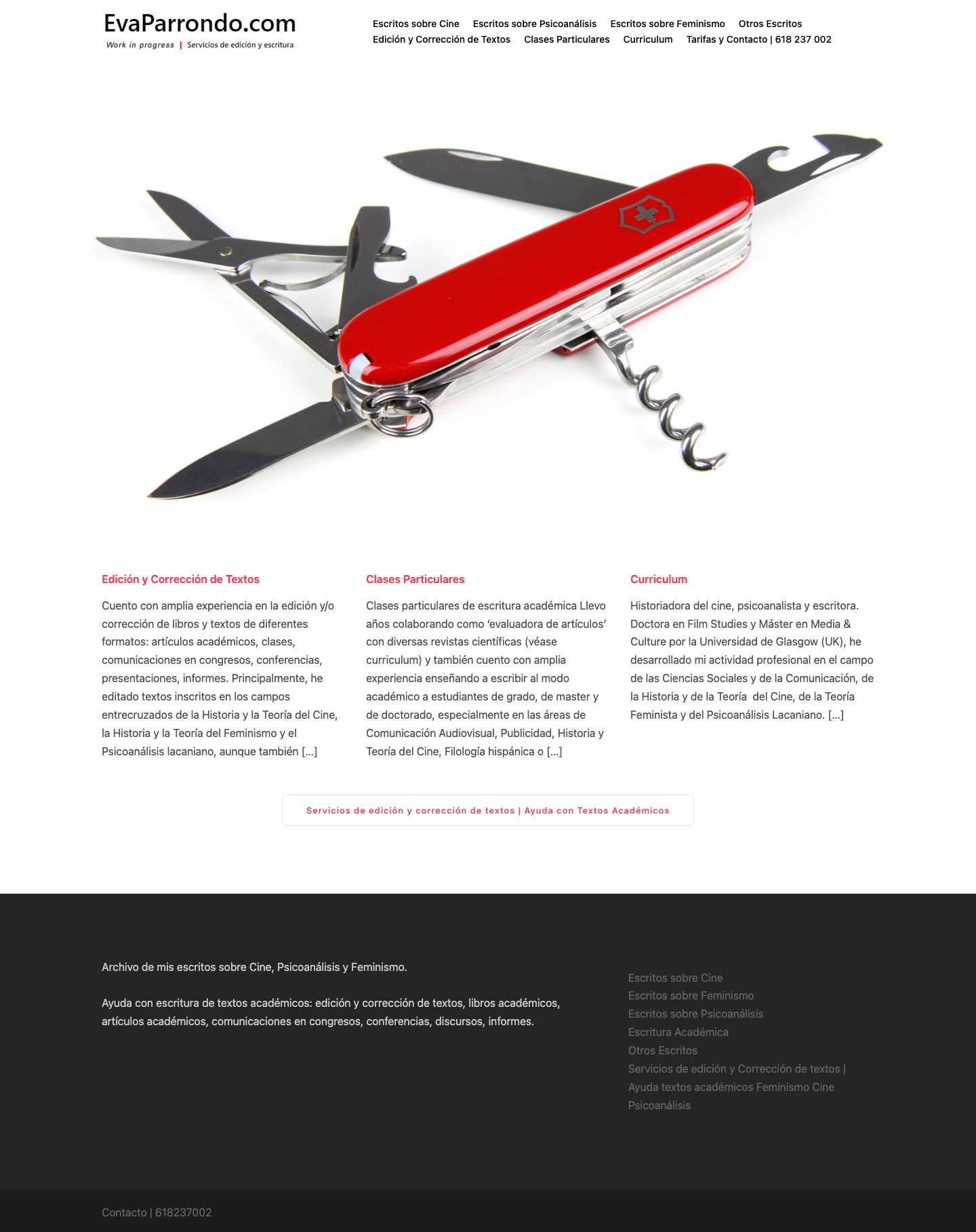 Eva Parrondo | Escritos sobre Cine, Psicoanálisis y Feminismo | Servicios de edición y corrección de textos académicos - Full Screenshot