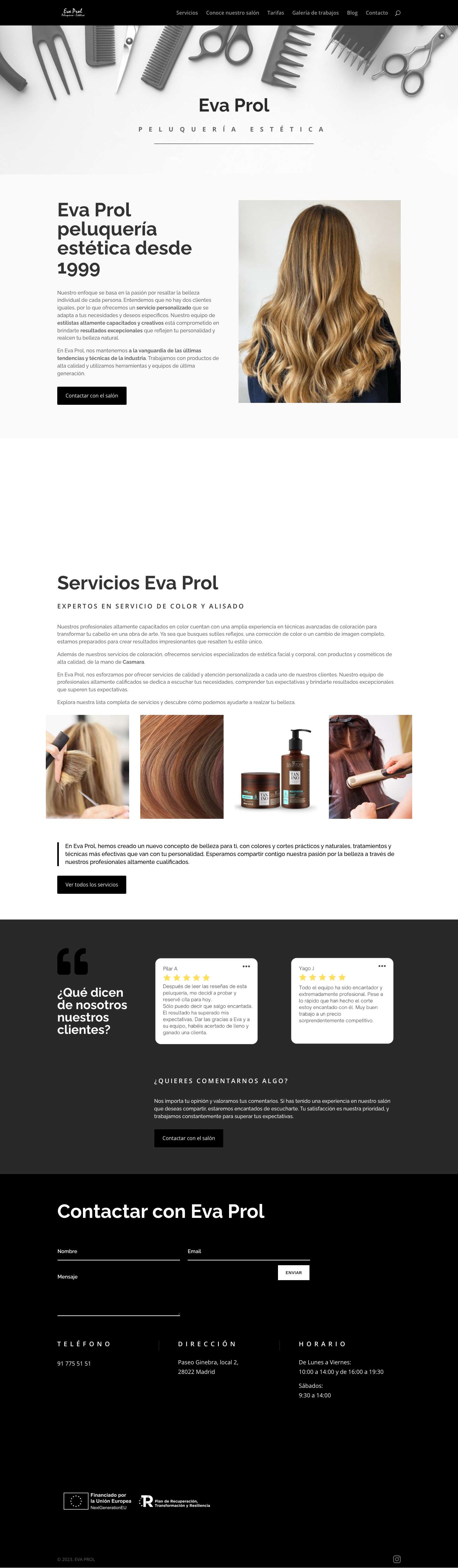 Eva Prol | Peluquería y estética - Full Screenshot