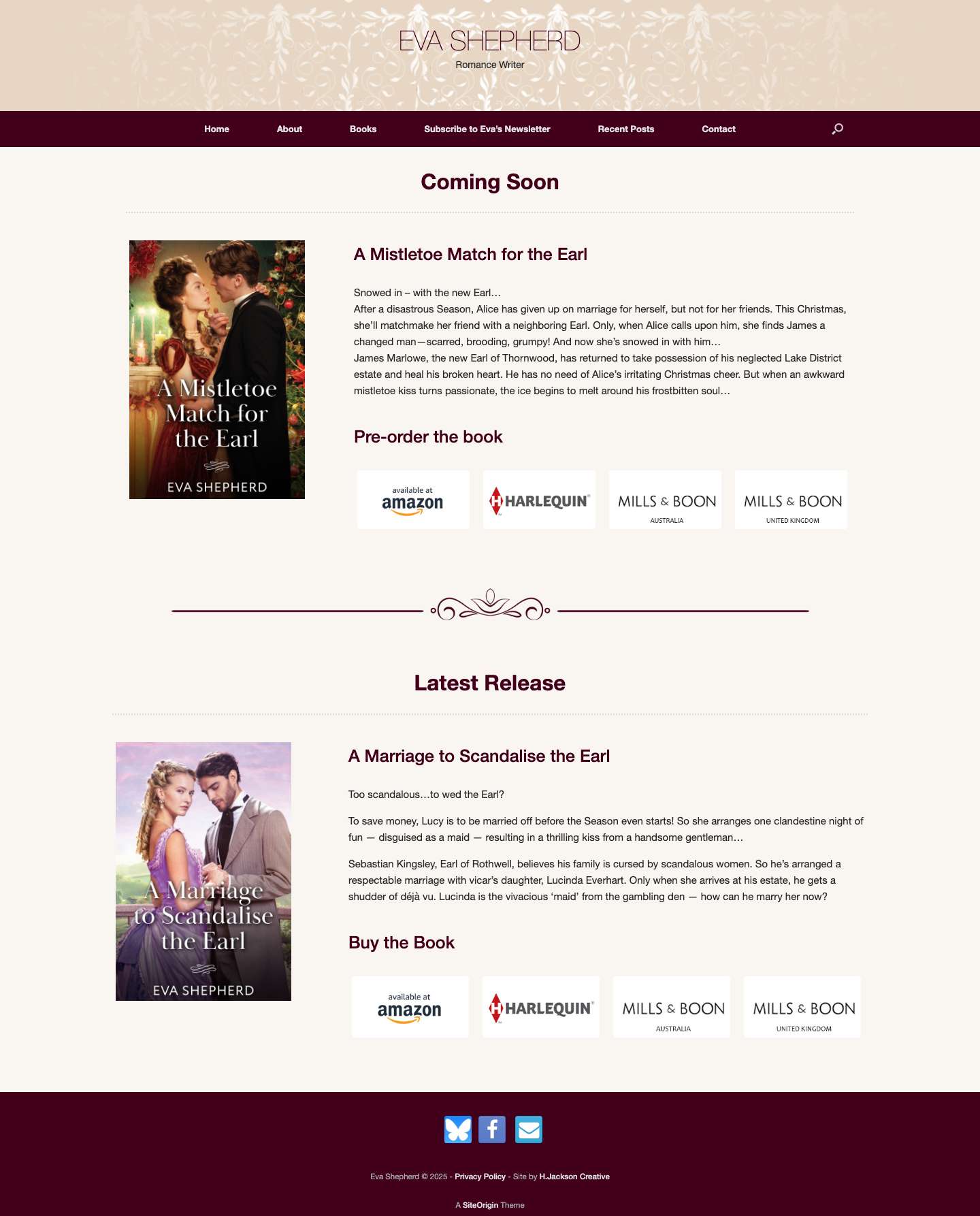 Eva Shepherd - Historical romance writer - Home page - Full Screenshot
