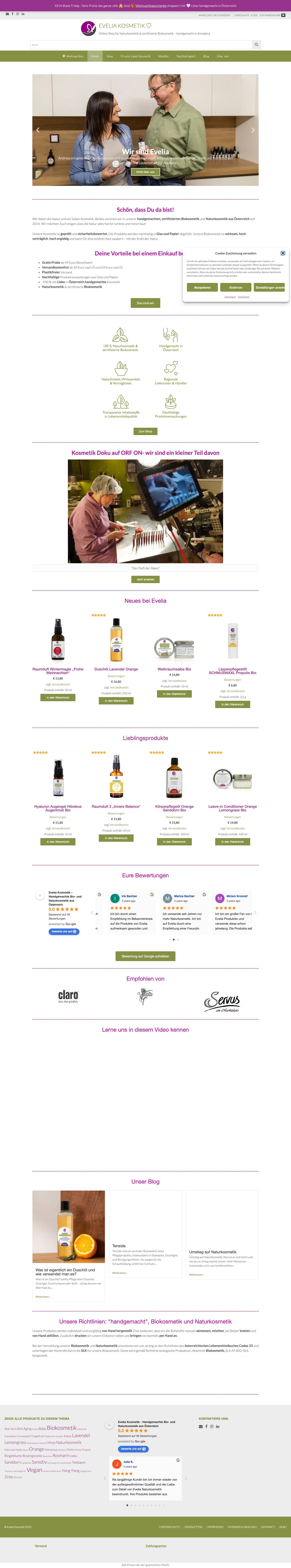 Online Shop für Naturkosmetik & zertifizierte Biokosmetik - handgemacht in Annaberg - Full Screenshot